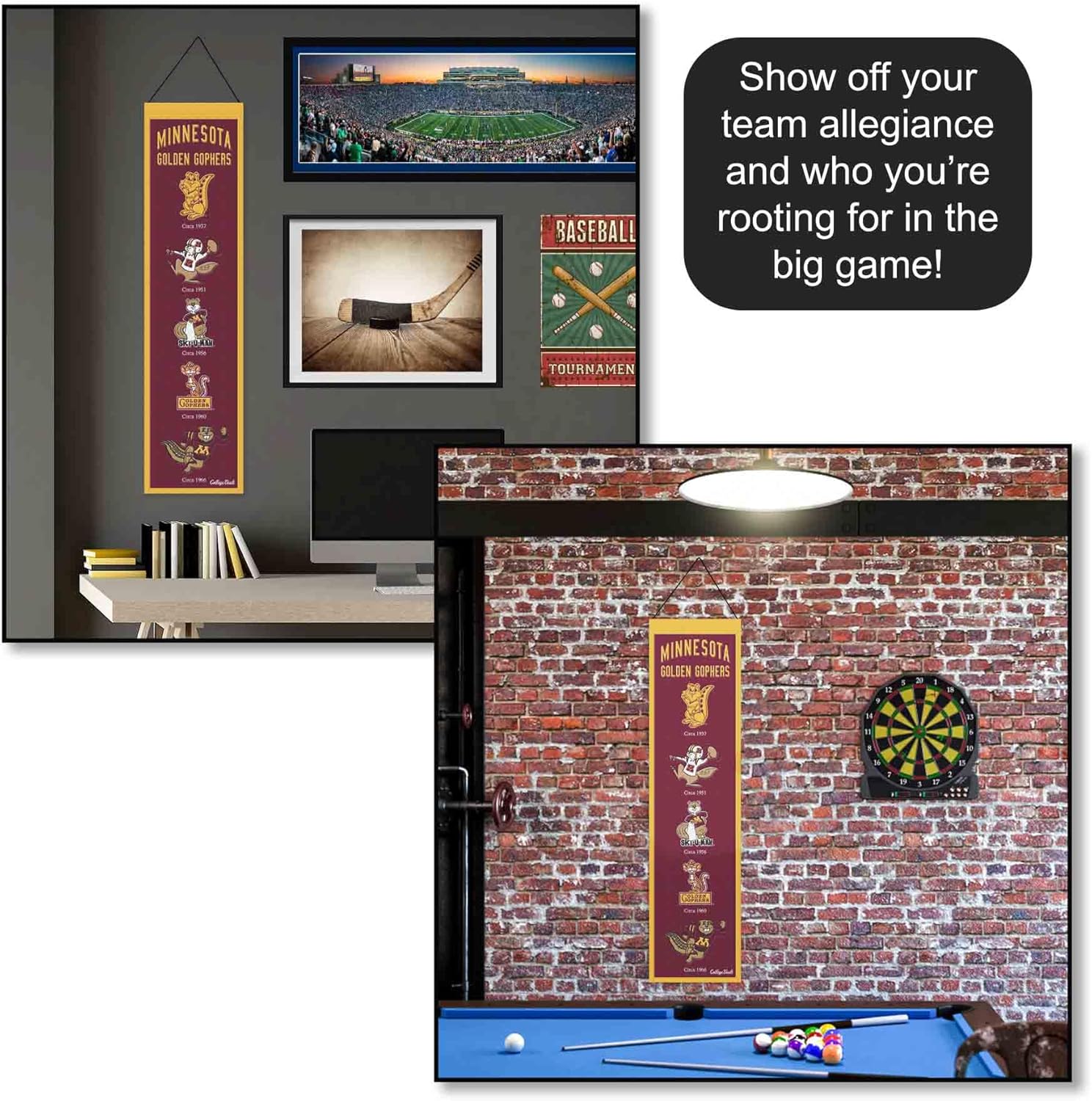 WinCraft University of Minnesota Gophers Evolution 8x32 Inch Vertical Wool Embroidered Hanging Banner
