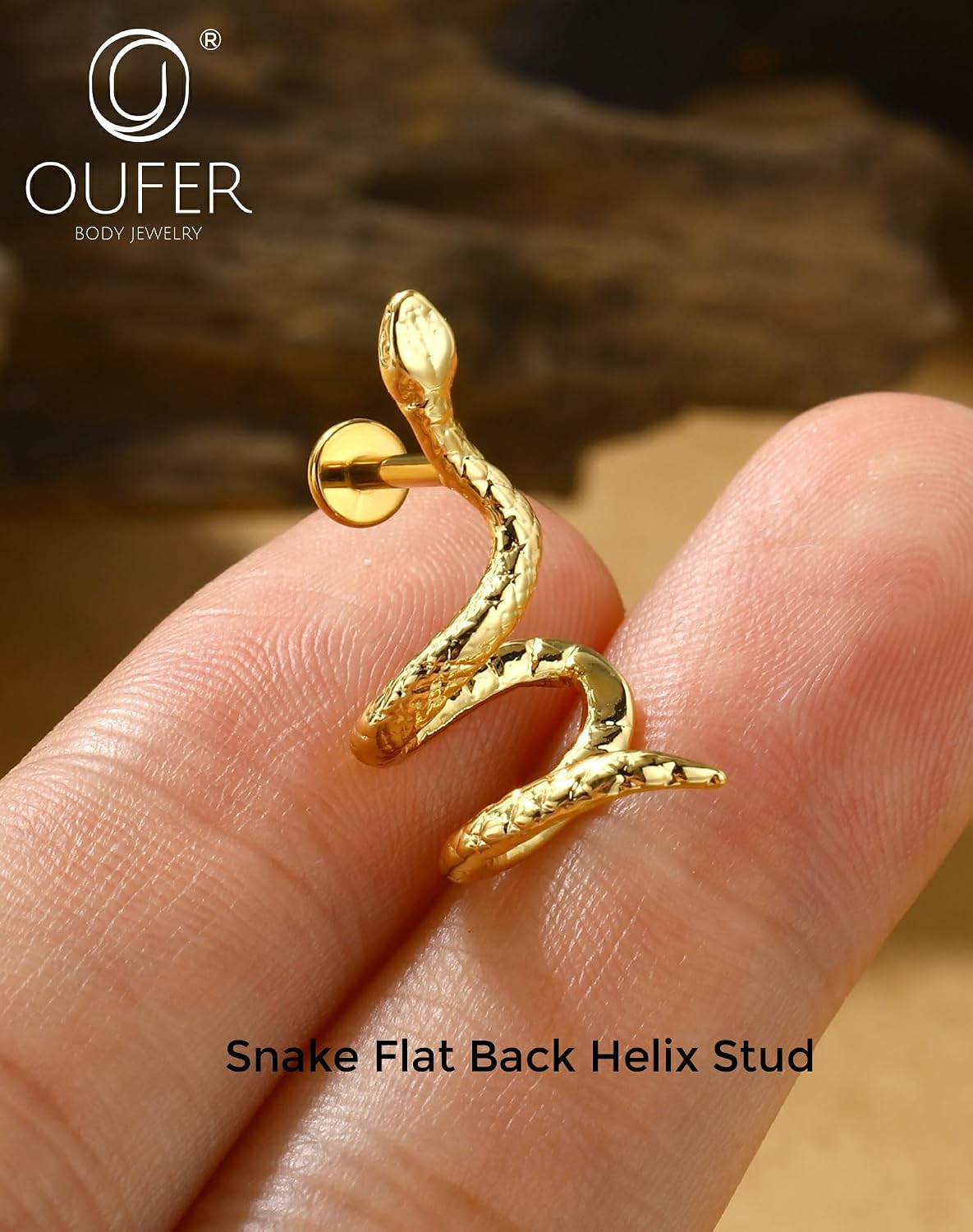 OUFER 16G 6/8mm Snake Internally Threaded Flat Back Helix Piercing Jewelry