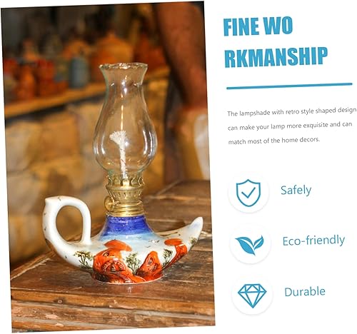 Miniatura 2 de Garneck Pantalla de queroseno, faroles vintage para camping, cubiertas de luz al aire libre, cubierta de luz de chimenea, lámpara de vidrio de