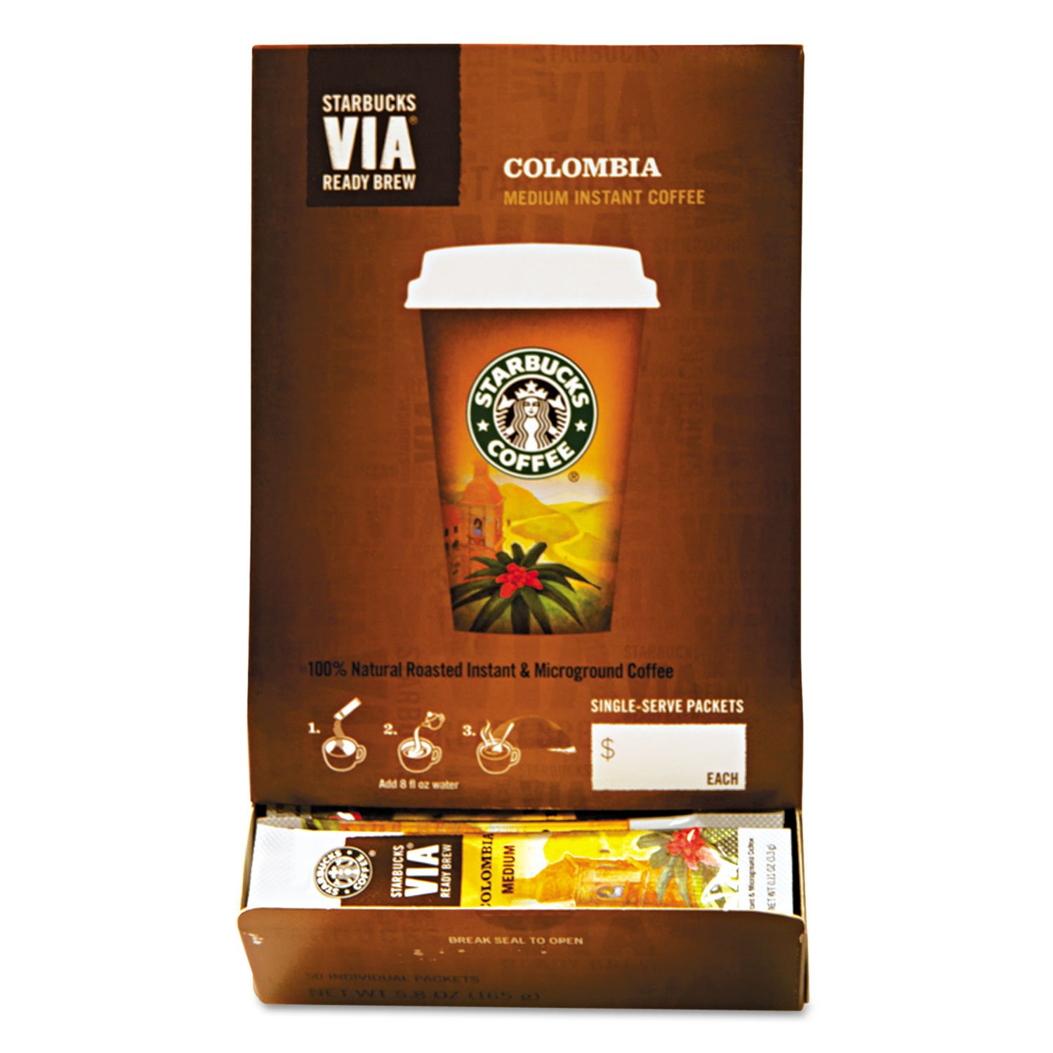 Starbucks SBK11008131 Colombian VIA Ready Instant Single Serving Brew (Pack of 50)