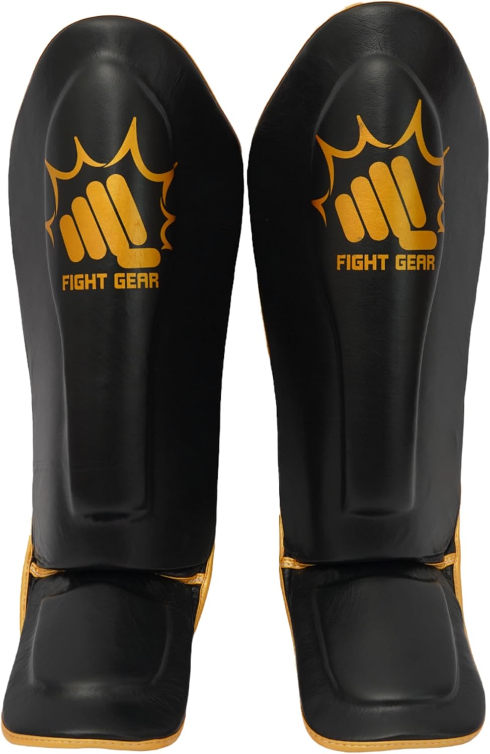 Muay Thai Shin Guards - Leather Leg Instep Protection Pads - Martial Art Kicking Sparring Training Gear for BJJ Karate, Boxing, Taekwondo, Kickboxing/MMA Training (Pair)