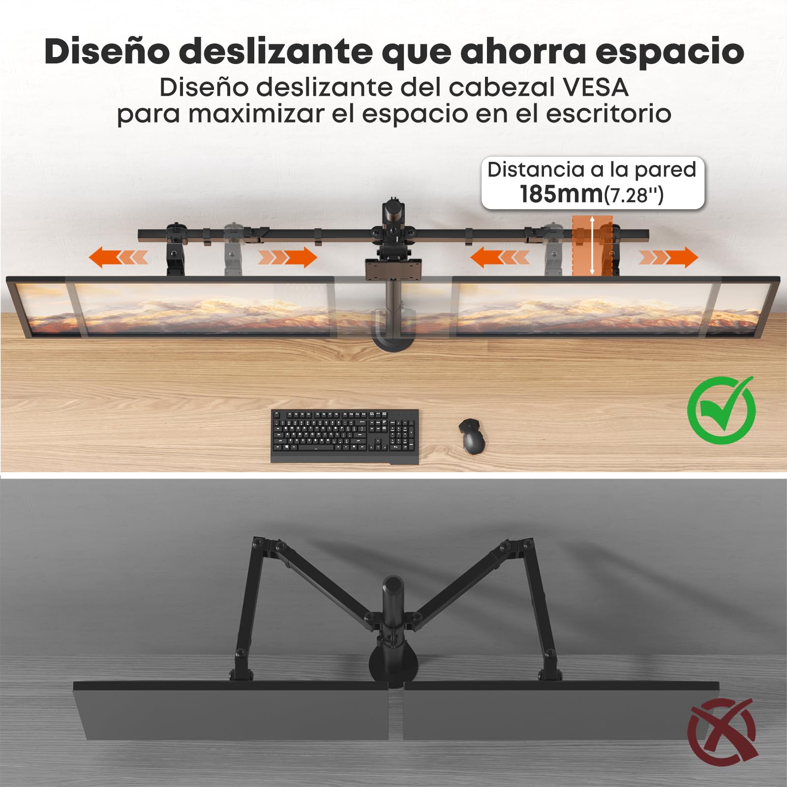 Soporte para monitor 3 monitores de hasta 49" y 2 x 40, ajustable VESA