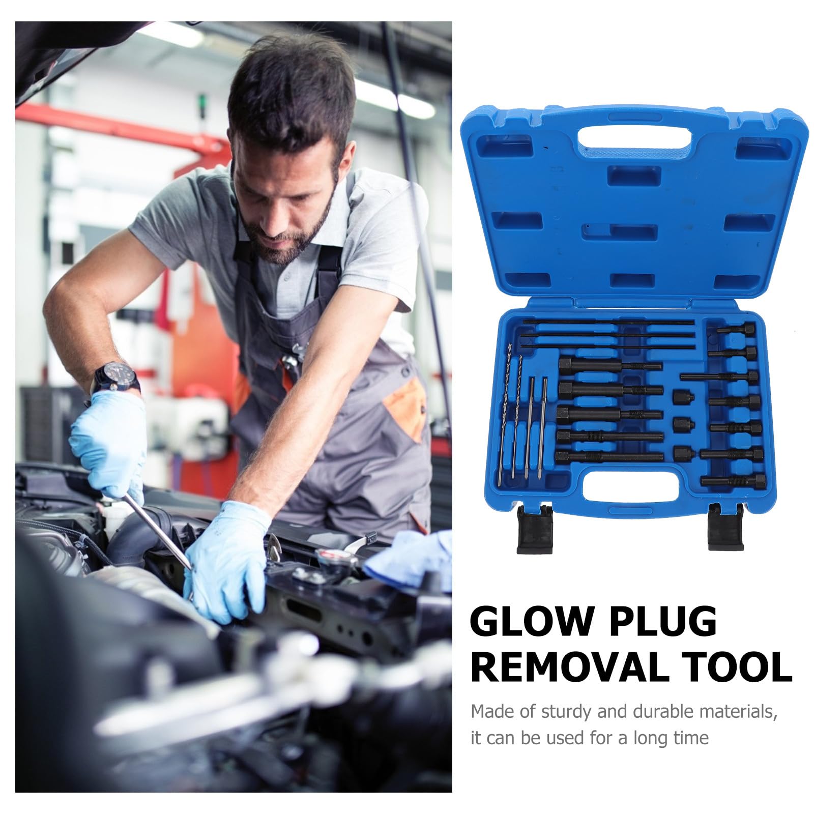 Abaodam Kit de Herramientas para Extracción de Bujías Incandescentes Dañadas, Reparación de Roscas, para Automóviles, Diseño Ergonómico y Alta Eficiencia, Accesorio Automotor Profesional