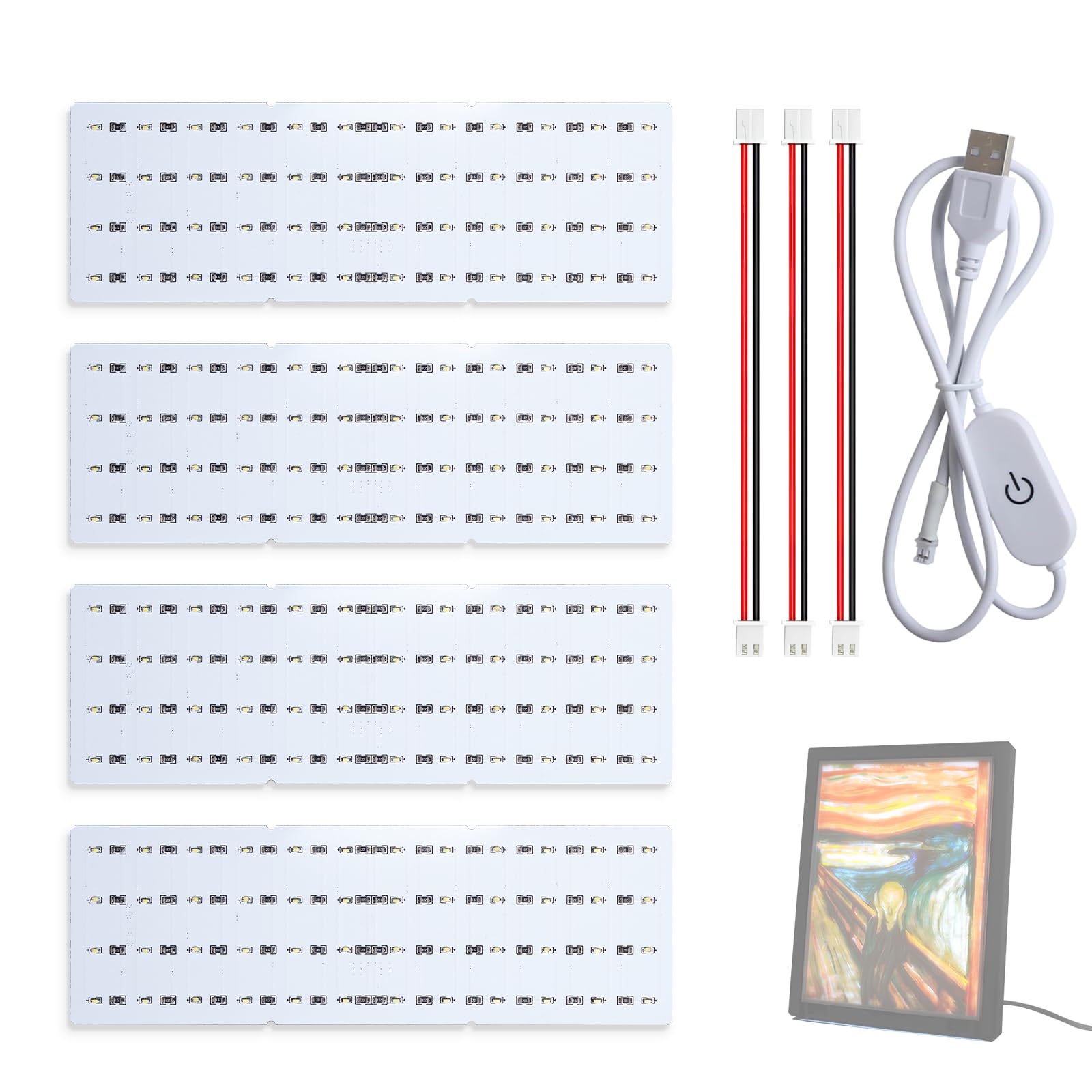 4PCS CMYK Lithophane LED Backlight Board Kit Compatible with Bambulab A1/A1 mini/P2S/X1C/H2D 3D Printers,PCB Light Replacement Kit with USB Power Cable and Connection Cable for 3D Printed Photo Model-picture-28