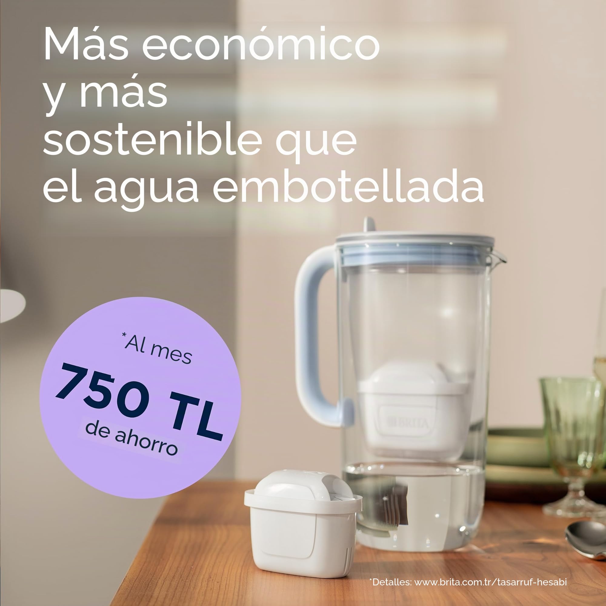 BRITA Jarra de agua de cristal, 1 filtro Maxtra Pro All-In-1, azul claro, 2,5 L