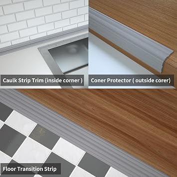 Wall Corner Protector, Inside & Outside Self Adhesive Wall Corner Guard&Edge Protector, Flexible Vinyl Corner Moulding Trim Caulk Strip, Peel and Stick Trim for Ceiling, Countertop, Grey, 2.4inx10ft