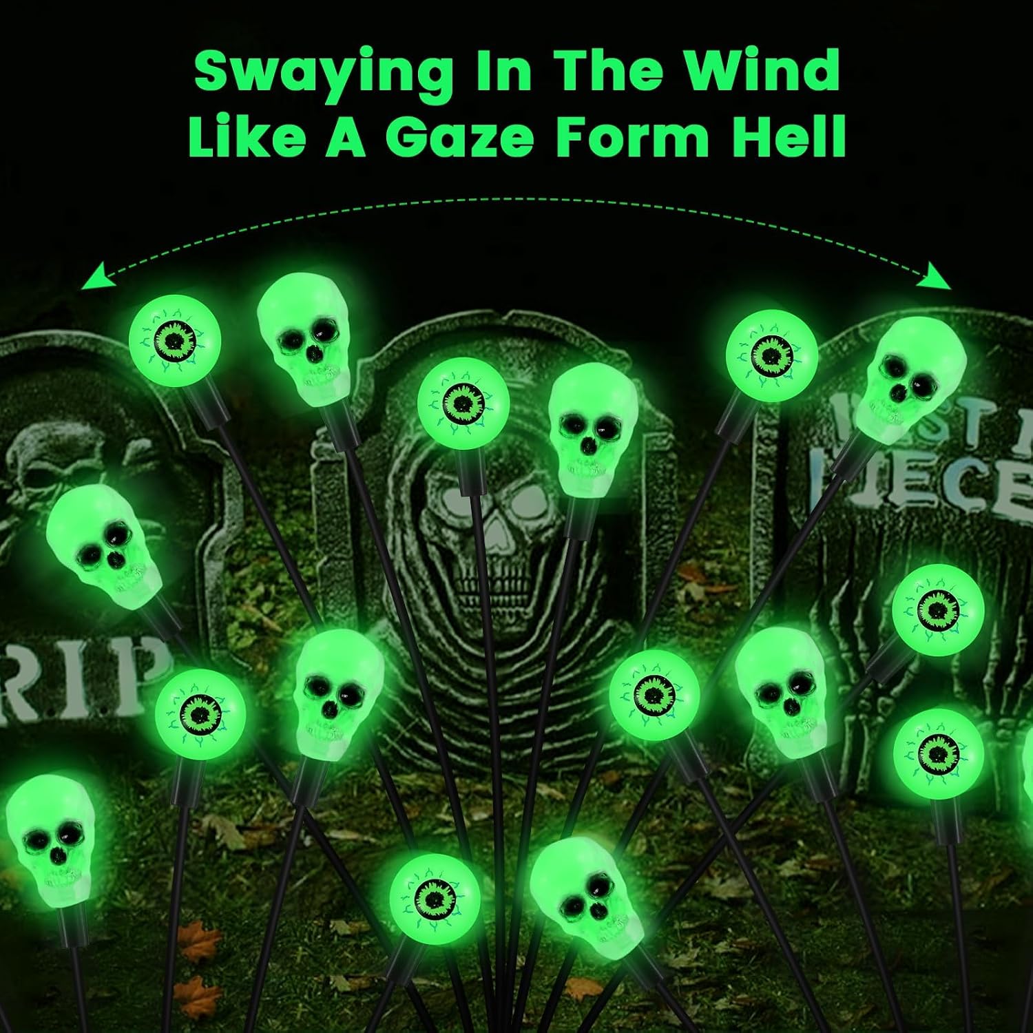  Halloween Decorations Outdoor, Scary Eyeball Lights,4PACKS 32LED,IP65 Waterproof,Halloween Decor for Garden/Yard/Patio/Lawn/Pathway(Green) thumbnail
