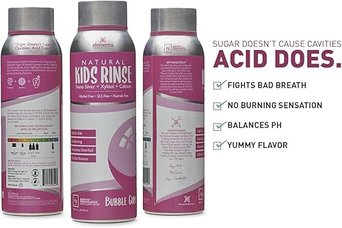 Miniatura 5 de Somall Elementa Essentials - Goma de mascar para niños, enjuague bucal, cuidado bucal, 20 onzas, recomendado por dentistas, neutraliza el ácido