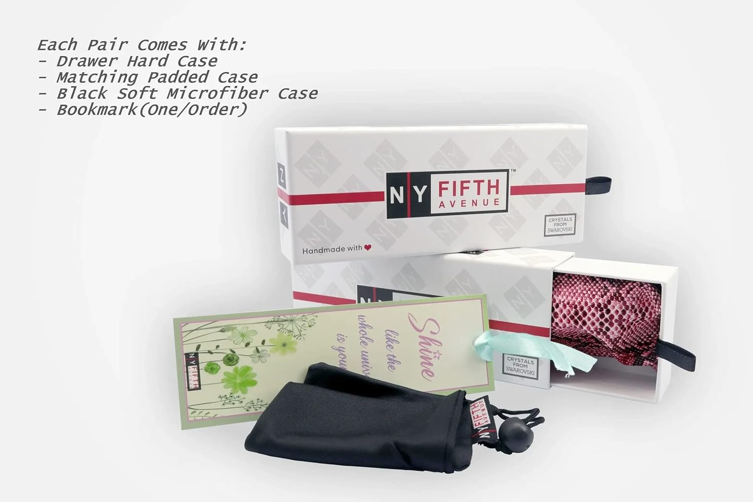 NY FIFTH AVENUE The French (Bling) Fleur De Lis Women Reading Glasses w (Clear + Aurora Borealis) Crystals (Black)