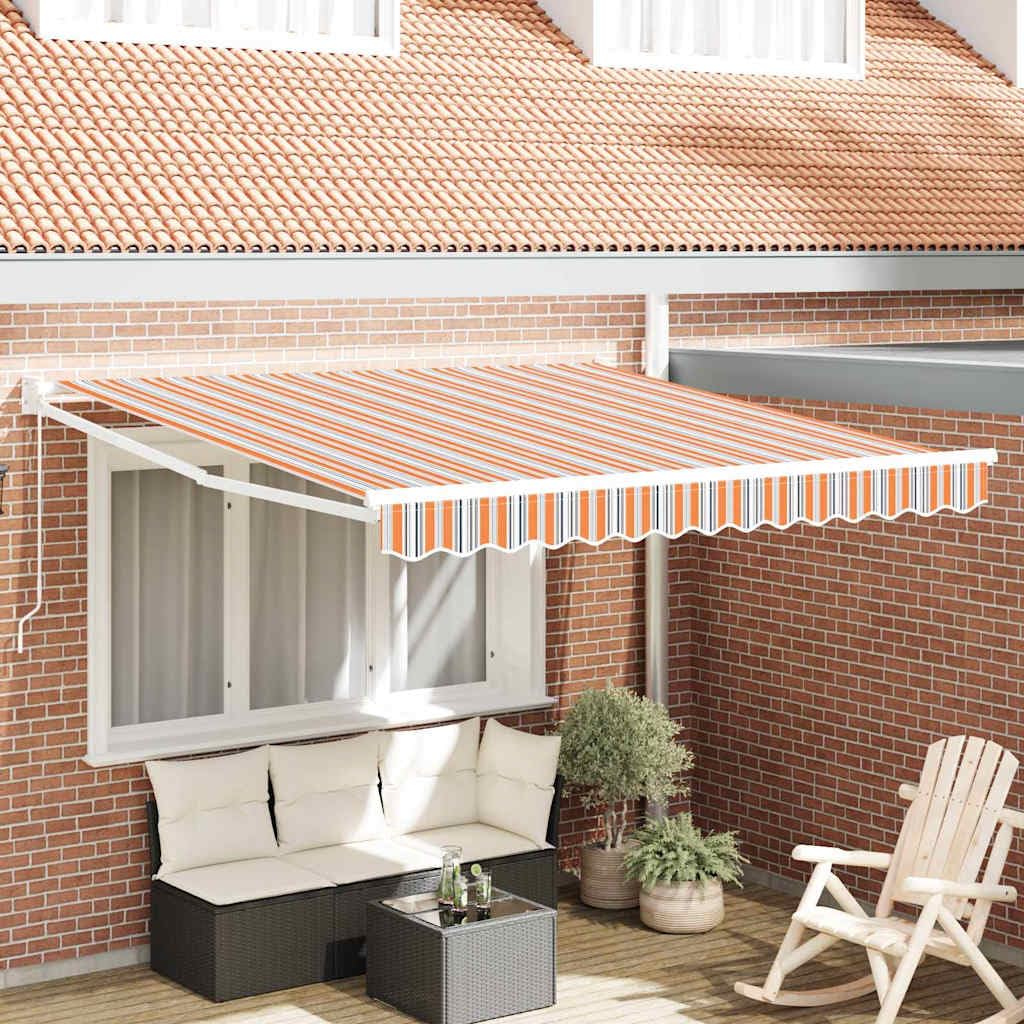 Toldo multicolor para jardín y balcones con brazo articulado extensible resistente a la intemperie