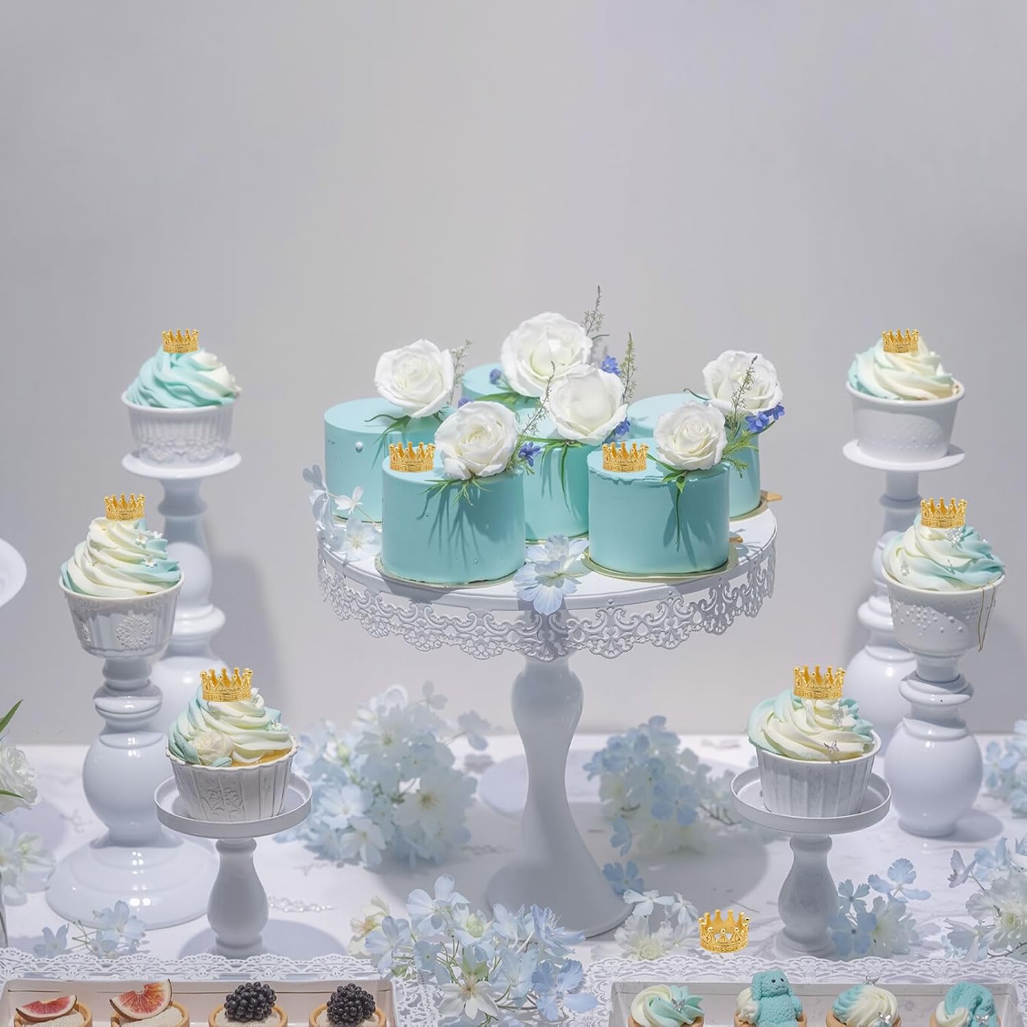FREEBLOSS Dollhouse Mini Crown, Gold, 12 Pcs | Tiny Miniature Crowns Gold Alloy Crowns Princess Cake Topper Dolls Headwear Accessories 2.5x1.3cm/1x0.5"