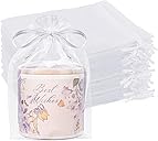 Crweety 50 Pcs White Organza Bags 6x9 Inches, Large Mesh Gift Bags Drawstring, Jewelry Pouches Treat Sachet Goodie Mesh Bag Drawstring for Wedding Party Favors Baby Shower & Easter Gifts