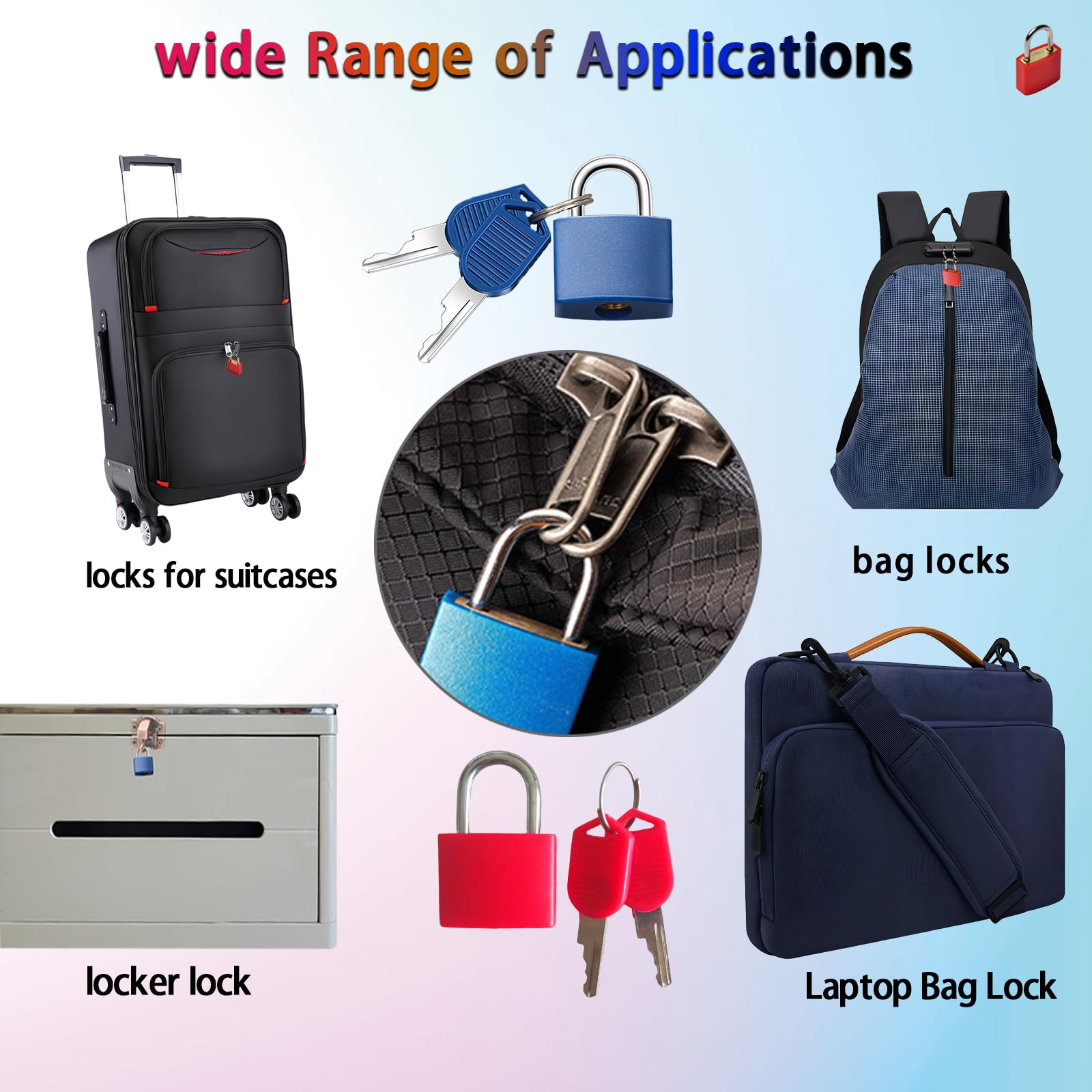 4 Pcs Suitcase Lock Small Luggage Locks with Keys Multi-Color Mini Padlock Plastic-Covered Copper Core Keyed Padlocks for Suitcase Backpack Bag Boxes Drawer Toolbox — Amazon image 6
