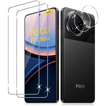 Screen Protector for Xiaomi Poco F7 Pro/Poco F7 Ultra 5G for Tempered Glass Pack of 2 Tempered Glass Protective Film with 2 Pieces Camera Protection 9H Screen Protection Ultra Clear Protective Glass