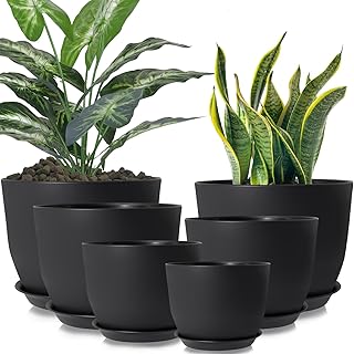 Duscdesp Macetas para interiores, 6 unidades, color negro
