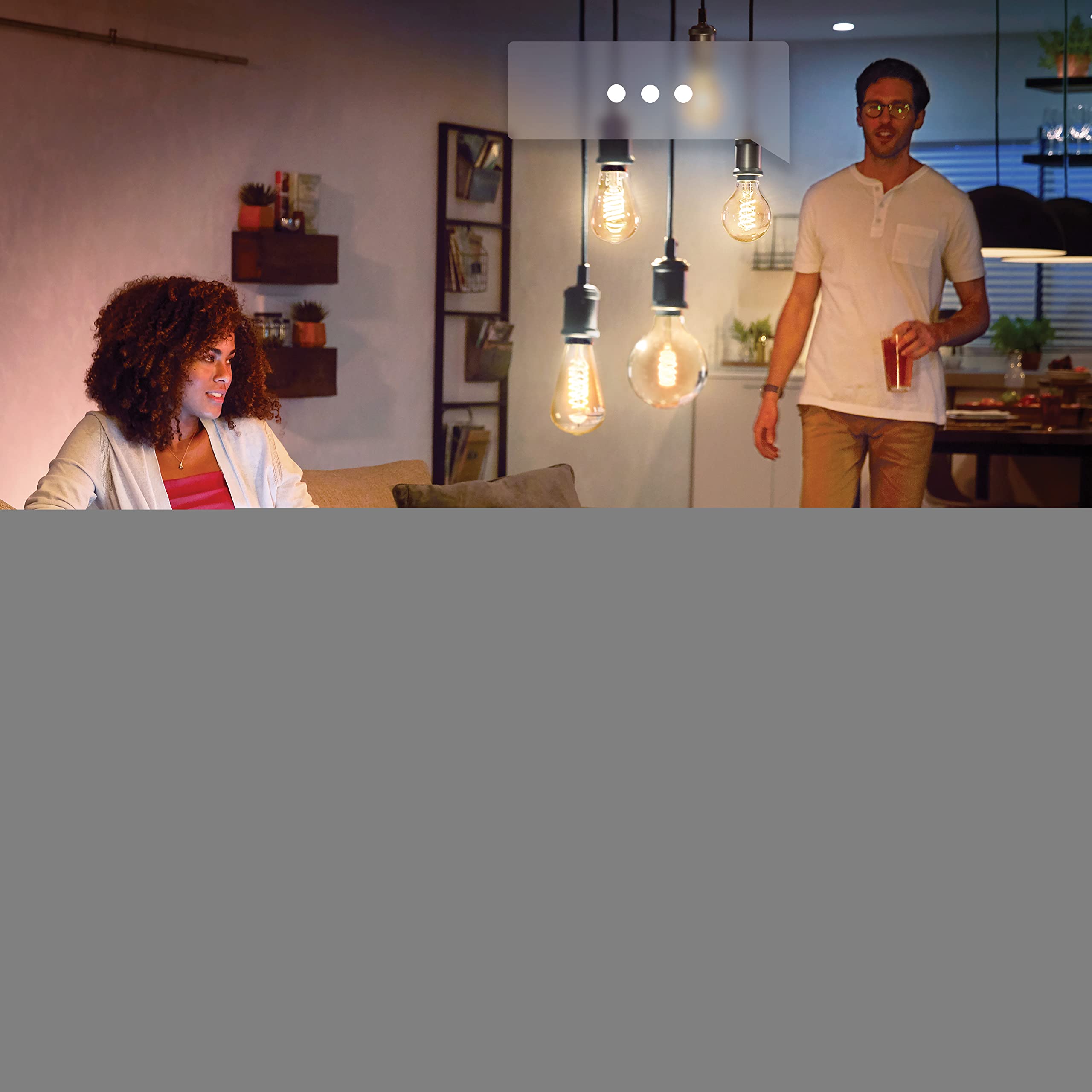 Philips Hue Starterpack - White - Filament Standardlampe - E27-3 Lampen - 1 Bridge - 1 Dimmer Switch