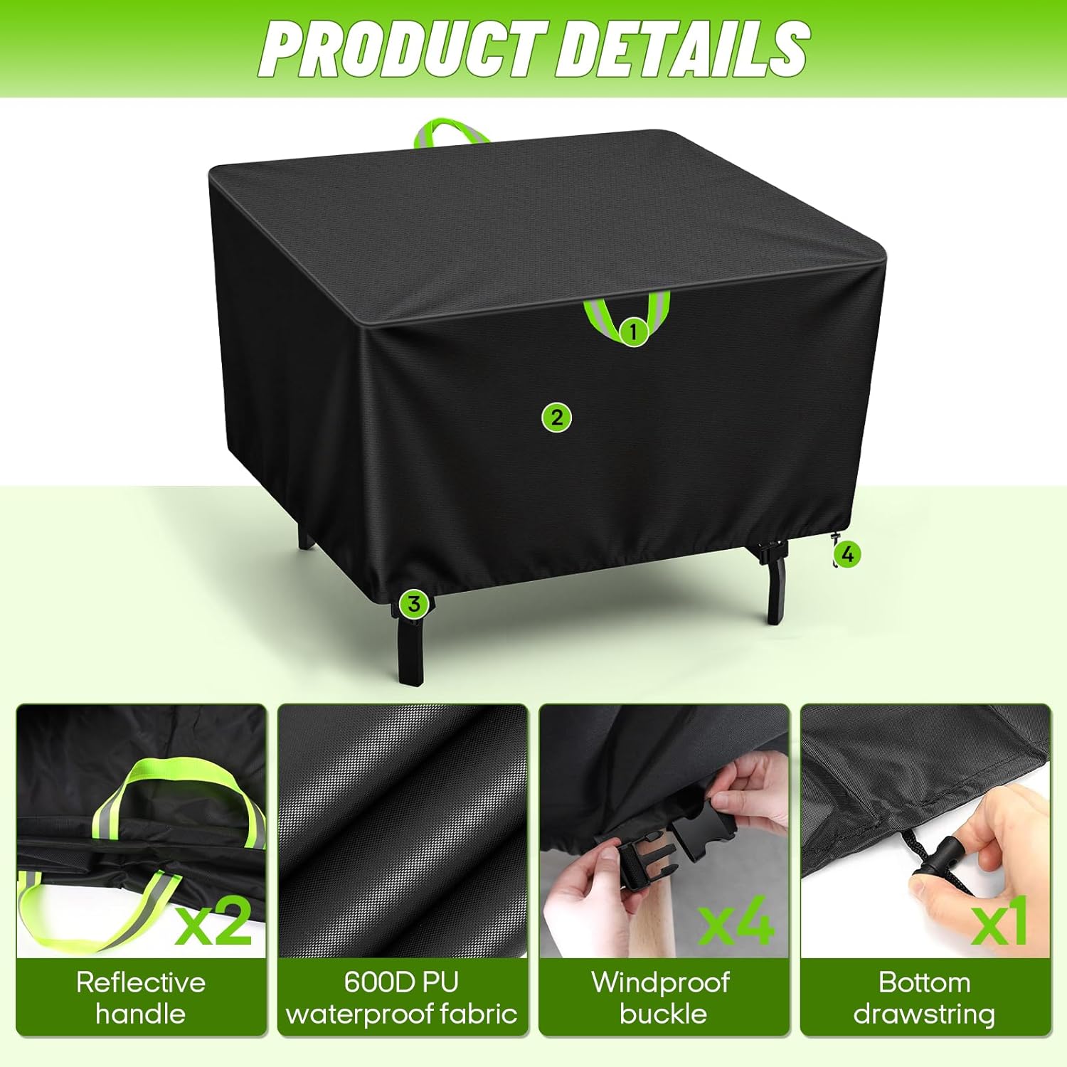 38 Inch Outdoor Table Cover, Square Patio Table Cover, 600D Oxford Heavy Duty Waterproof Furniture Protector for Small Table and Chair Sets, 38"L x 38"W x 28"H