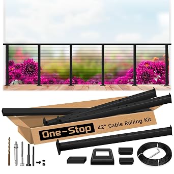 16ft-20ft Modular 42in Cable Railing System for Deck with Handrail