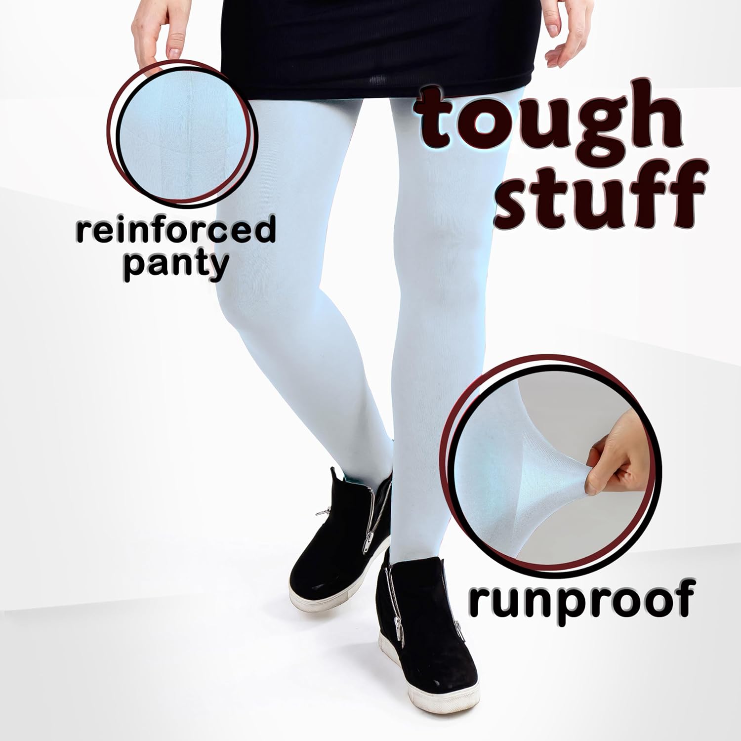 Silky Toes Women's 60D Soft Opaque Tights 1 or 2 Pairs -Black White And Colored Stockings for Women (Light Blue, D) - Image 4