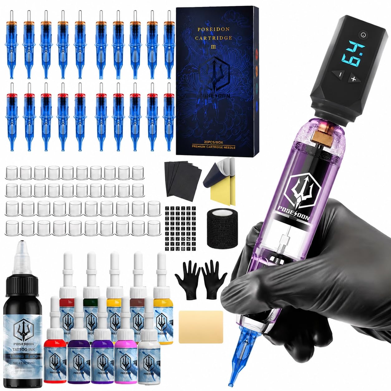 Amazon.com: POSEIDON Cordless Rotary Tattoo Machine Kit with 20