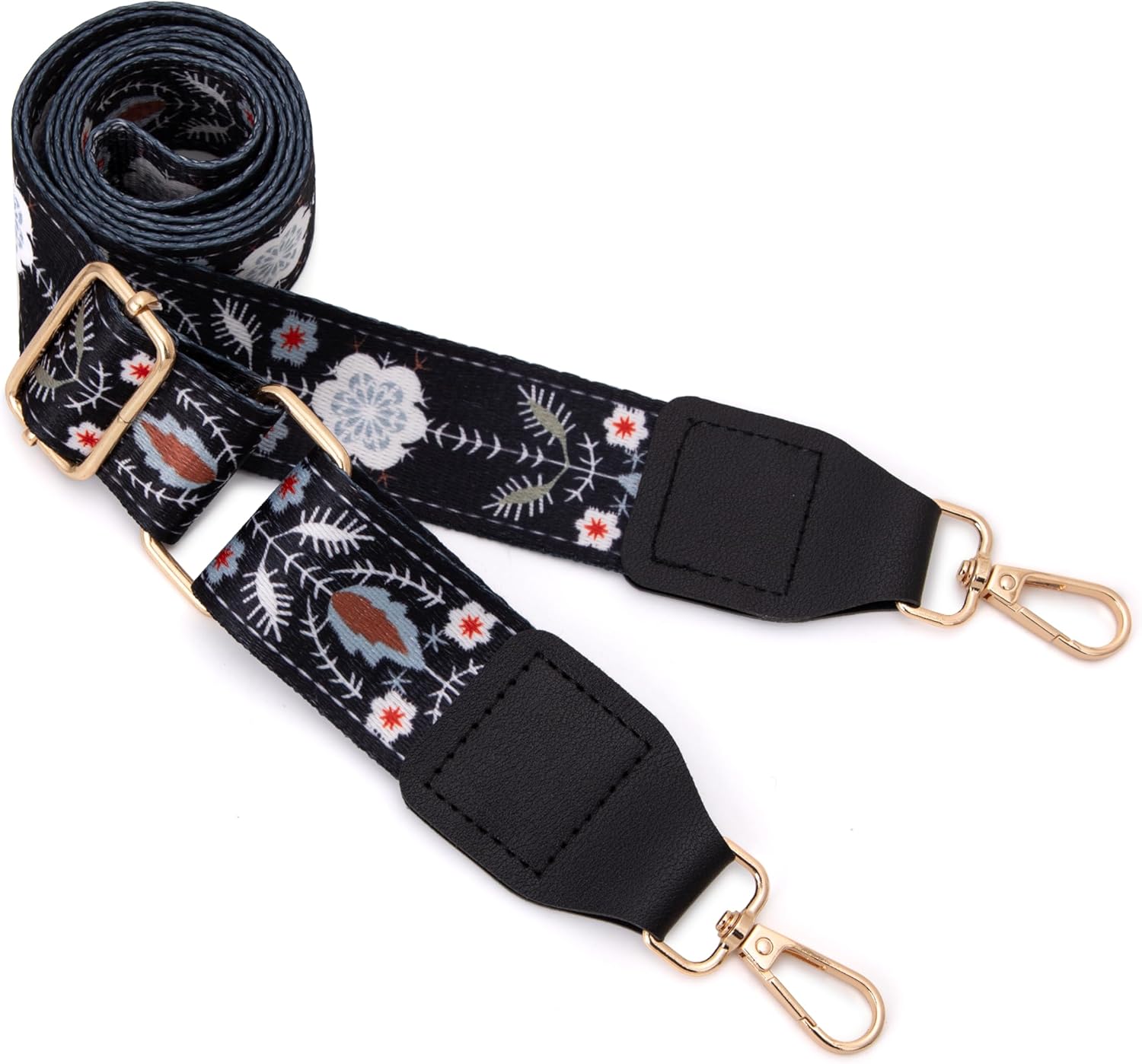 Purse Strap, 1.5" Cowhide Head Wide Shoulder Strap Adjustable Replacement,Jacquard Embroidery Crossbody Bag Straps - Image 7