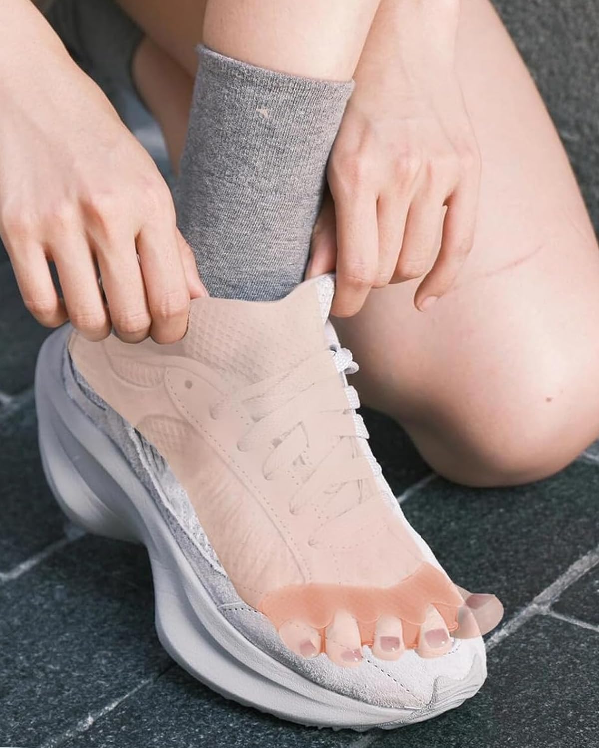 Separadores de Dedos de Los Pies，Separador Dedos Pie Unisex,Para Ejercicios Yoga,Corrección Pies, Corrección de Dedos Doblados o Superpuestos,Para Juanetes(2 Pares,Beige)