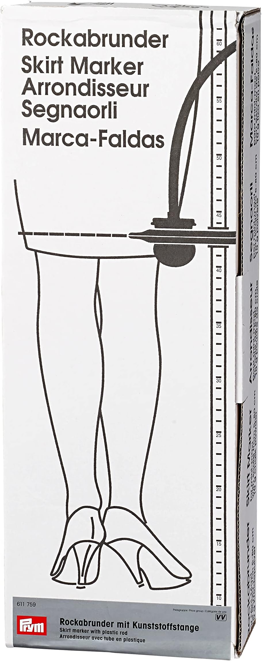 Prym Chalk Skirt Marker – Adjustable Fabric Marker for Hemming and Alterations – 80 cm Height, Plastic, White