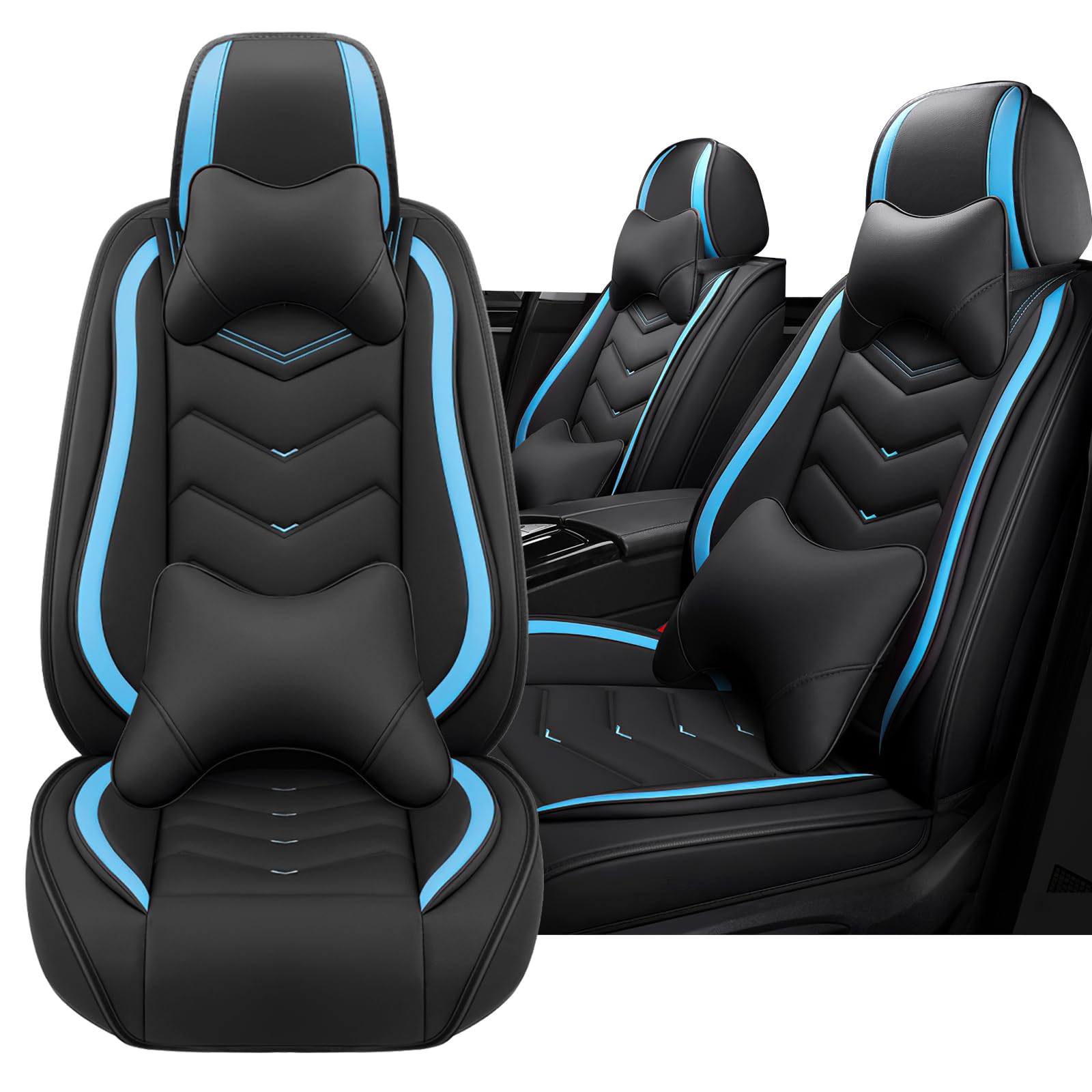 Car Seat Cover for Mini Cooper S Clubman 2008-2012, Driver's Seat Covers,Non-Slip Waterproof seat Cover,Wear-Resistant Nappa Leather car seat Covers. (Luxury 2 Seats/Black Blue)