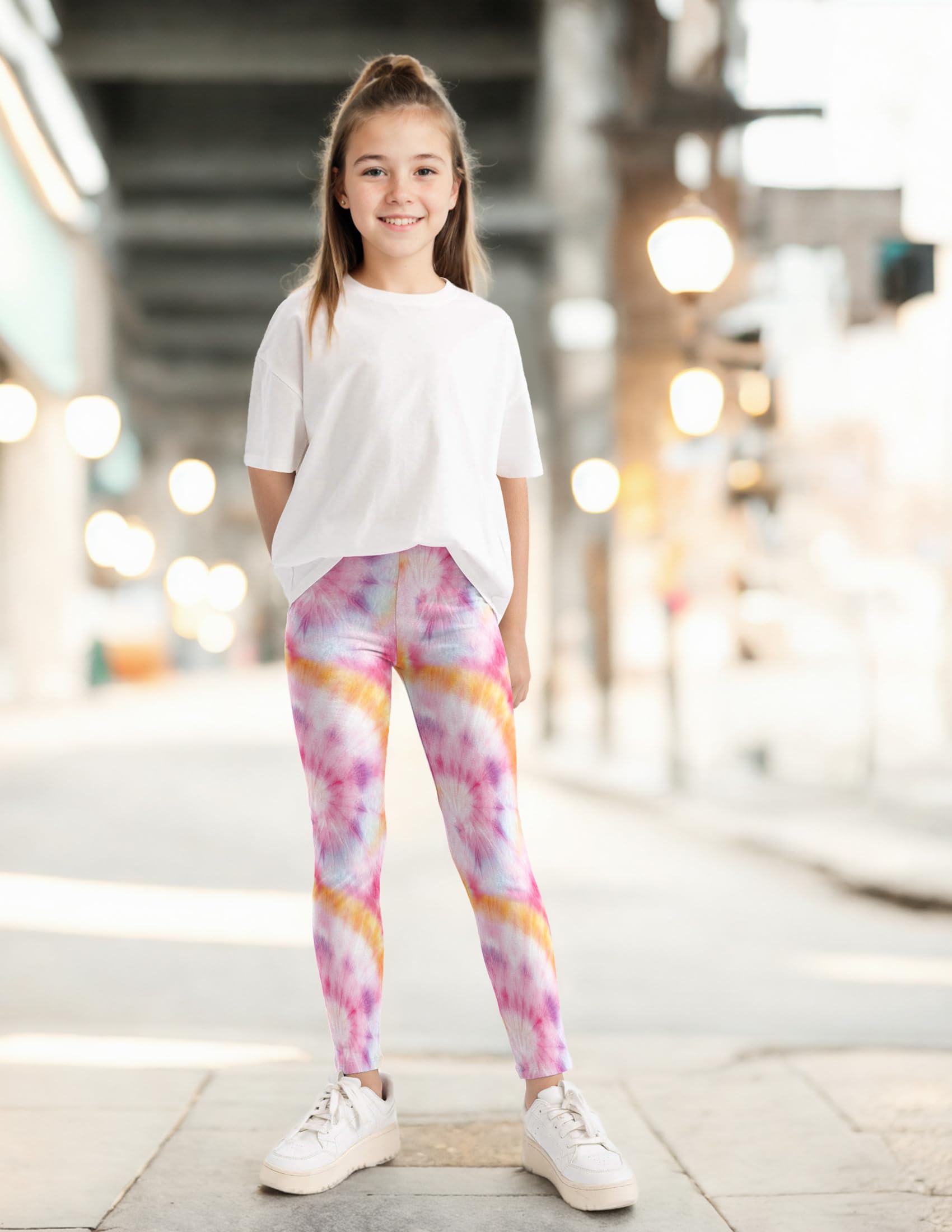 Kiench Legging de Sport Fille Pantalon Yoga Long Imprimé Lot de 4
