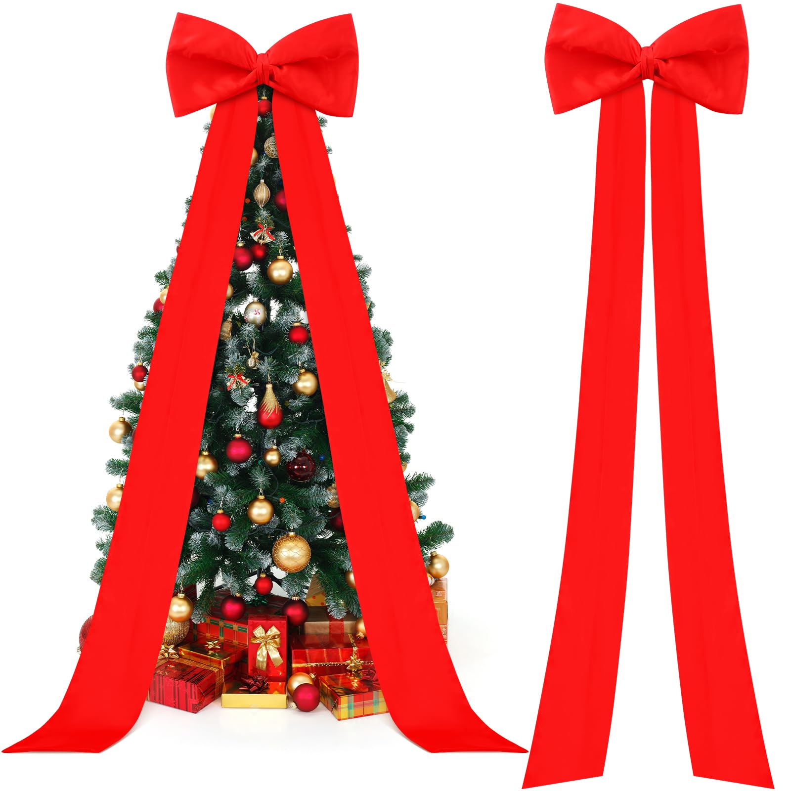 Knitgrip 118x28 Extra Large Christmas Tree Topper Bow, Red, Satin