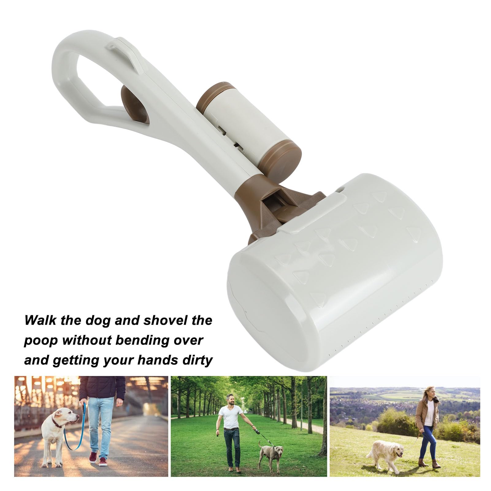 Ramasse-crottes for Animaux avec Support for Sac | Pelle légère à Long Manche for Jardin, Parc et | Design Ergonomique, matériau ABS Robuste | Ramassage sans courbure (Gris)(White)