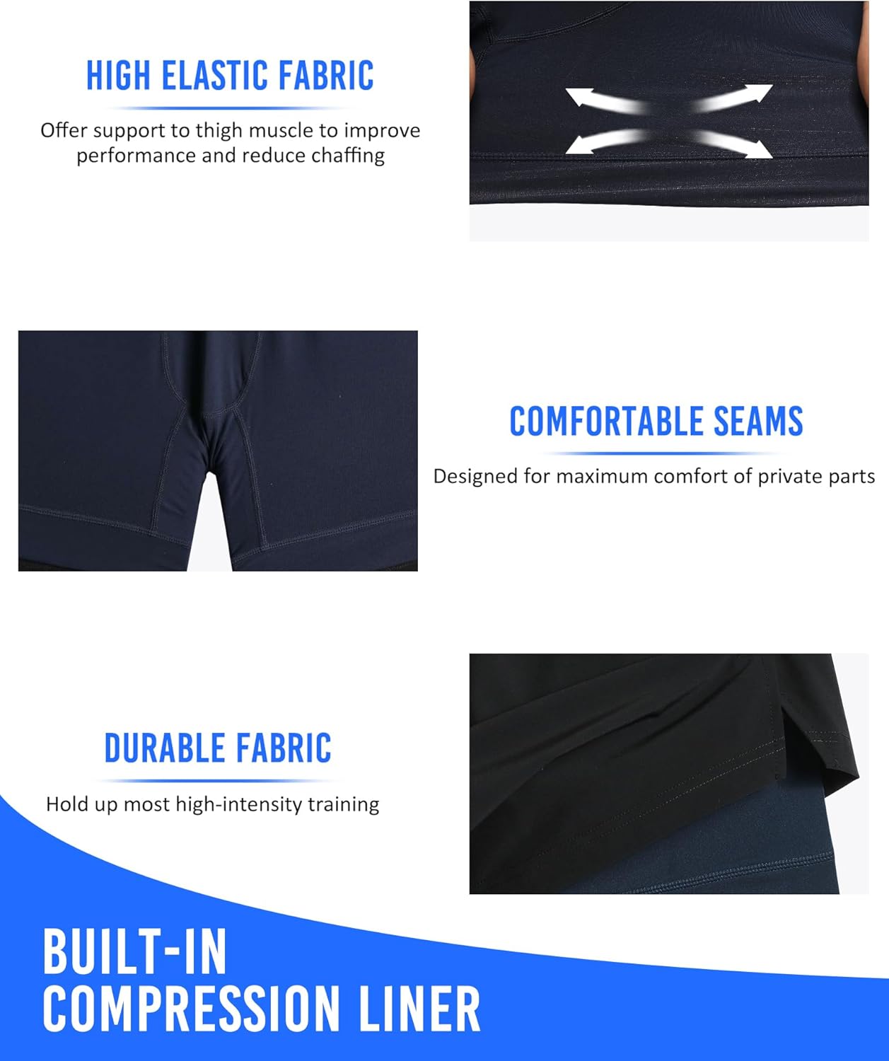 maamgic Mens 5" Gym Running Shorts for Men 2 in 1 Quick Dry Workout Athletic Shorts - Image 4