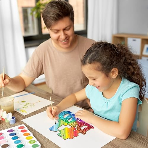 Miniatura 5 de Adornos de Letras de Madera PAPÁ para Pintar de 7 Pulgadas, Tamaño Grande, Recorte de Papi de Madera para el Día del Padre, DIY en Blanco, Madera