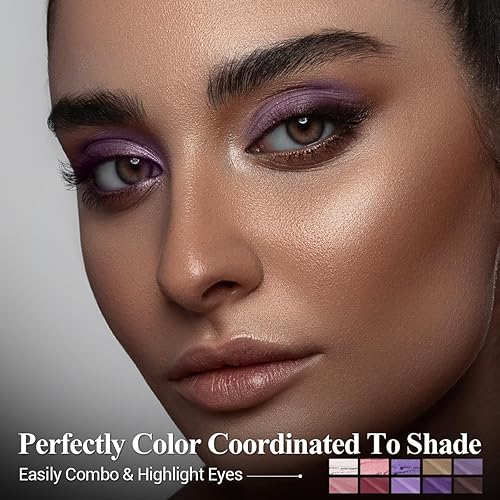 Miniatura 4 de Juego de 10 barras de sombra de ojos, profesional de larga duración, color morado crema, sombras de ojos, abrillantador, lápiz de lápiz de