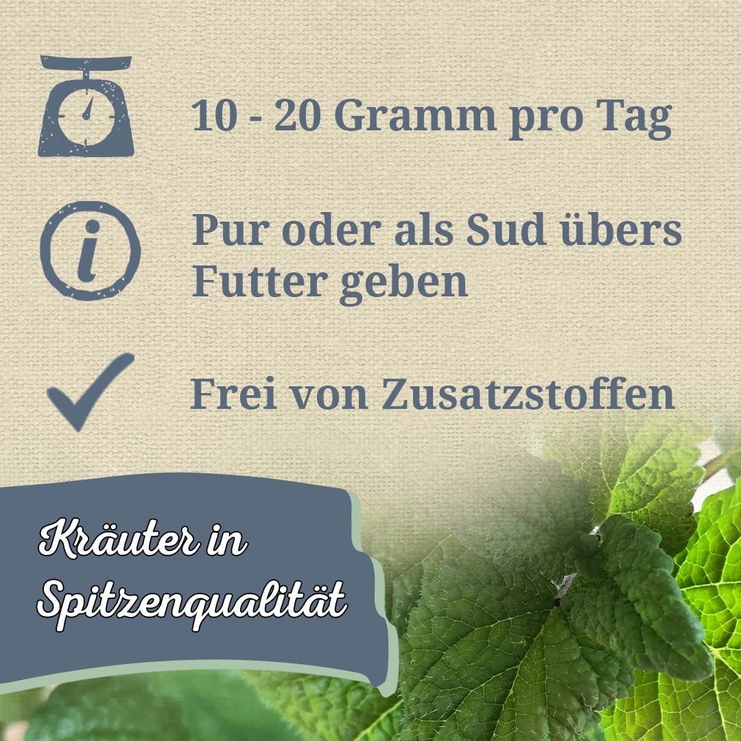 Krauterie geschnittene Melissen Blätter für Pferde in Spitzenqualität (500 g) - Artgerechtes Einzelfuttermittel für Pferde, frei von Zusatzstoffen