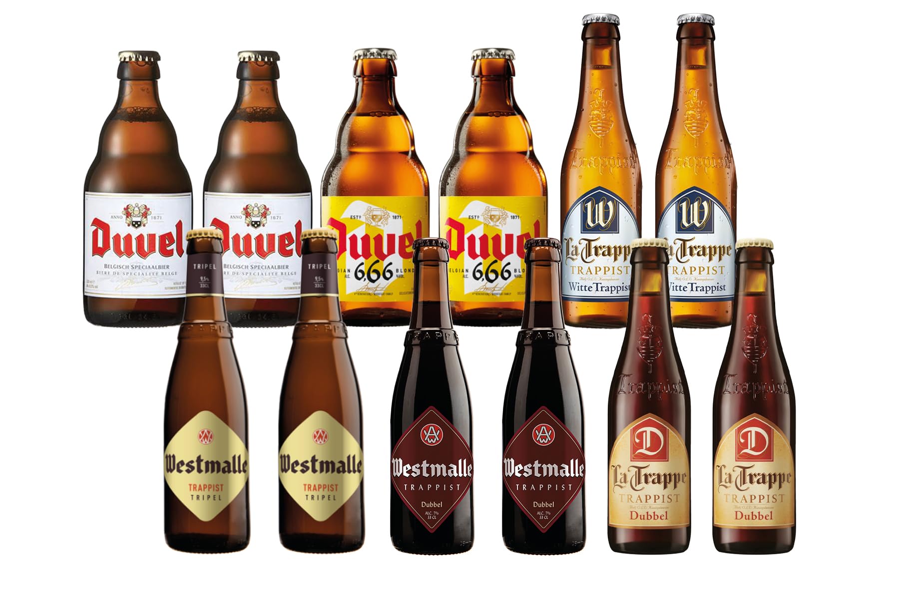 Duvel, Westmalle, La Trappe - Best of Belgium Paket - 12 Belgische Top Biere - Verschiedene Bierstile - Bier Geschenk - 6 x 2 Biere von Top Brauereien