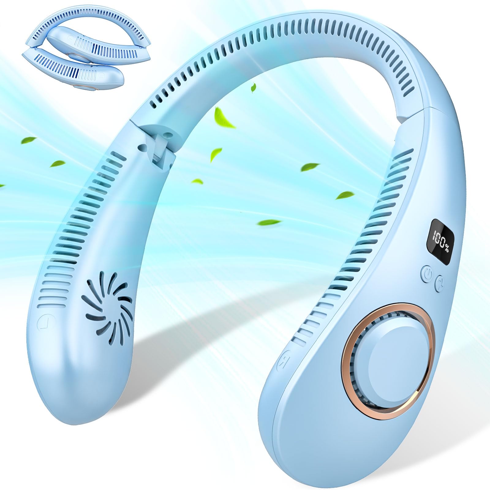 Ventilatore da Collo Aggiornato,Ventilatore da Collo Pieghevole Portatile Turboda 4 Velocità del Velocità,Ventilatore Portatile Regolabile,Ventilatori Personali Senza Lama USB Viaggi all'Aperto