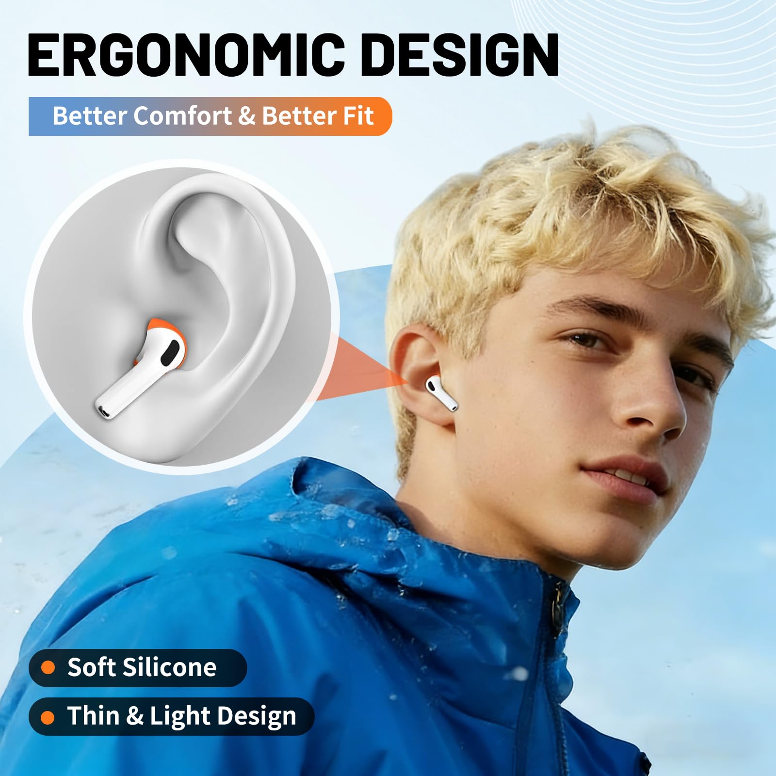 5 par miękkich silikonowych wkładek dousznych do słuchawek AirPods PRO 3, antypoślizgowe etui ochronne na uszy nadają się do ładowania pudełka, Rica