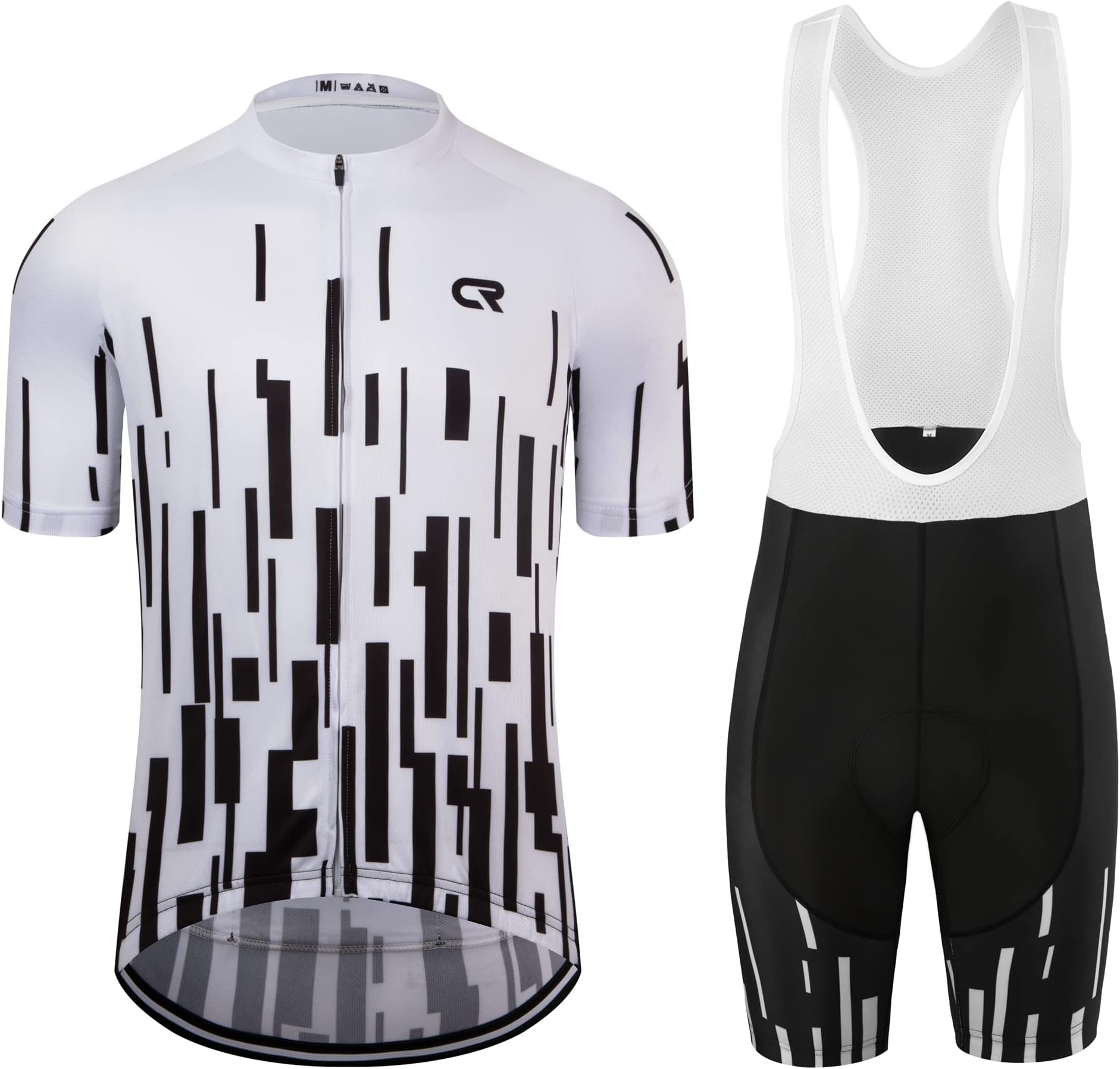 CR Men's Cycling Jersey Set Road Bike Jersey Zipper Pocket Short Sleeves Cycling Kits Bib Shorts 3D Padded