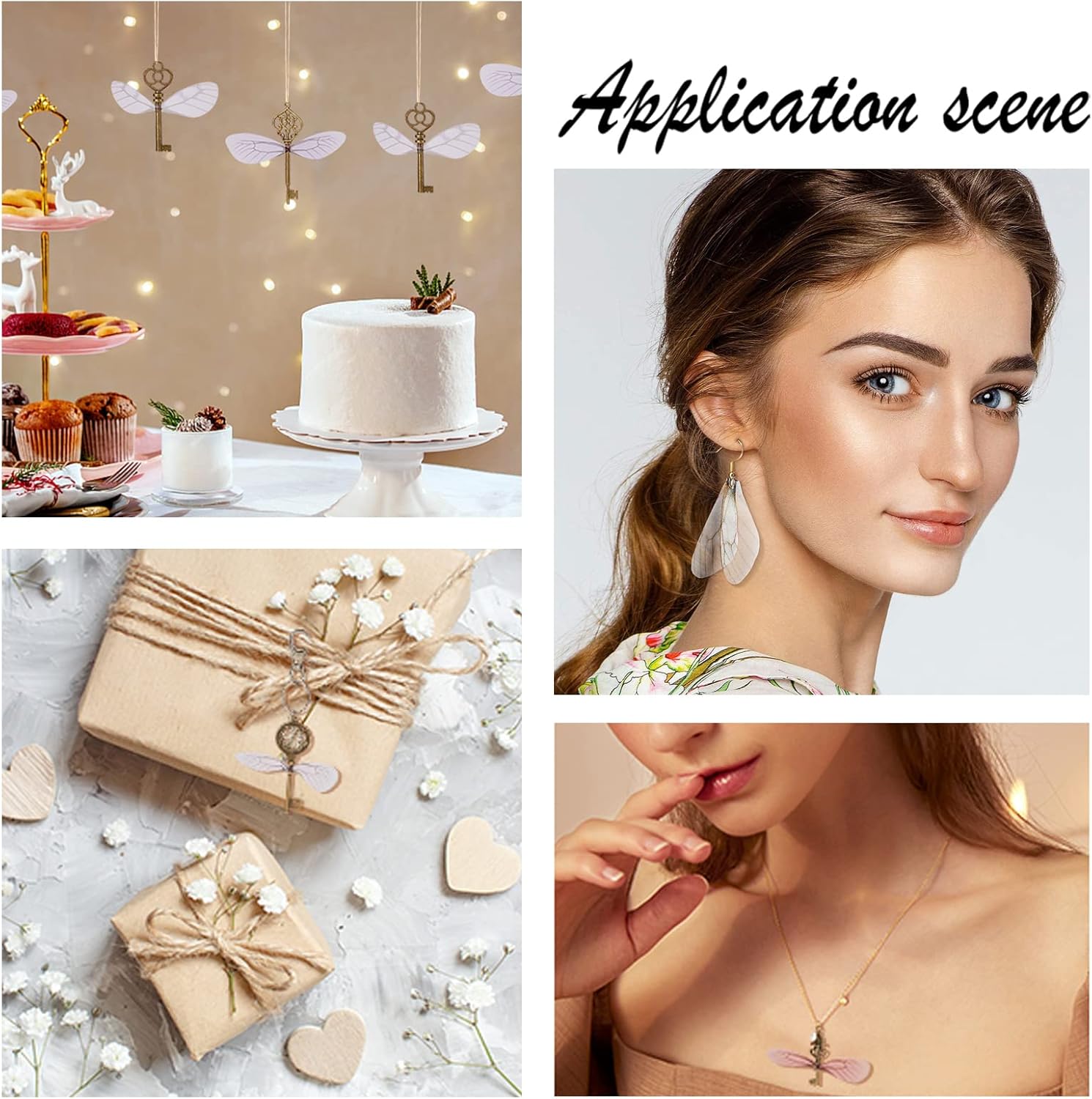 SUNNYCLUE 1 Box 100Pcs 10 Colors Dragonfly Wings Charms Butterfly Wings Pendant Fabric Wings Decoration for Women DIY Earring Jewellery Making Indoor Home Party Decor Crafts, Mixed Color - Image 6