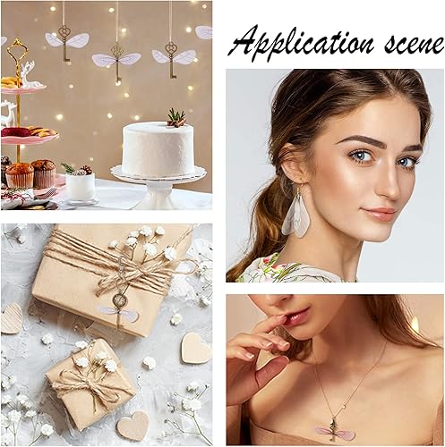 Miniatura 6 de SUNNYCLUE 1 caja de 100 piezas de alas de mariposa colgantes de alas de tela decoración de alas de libélula para mujeres, aretes de bricolaje,
