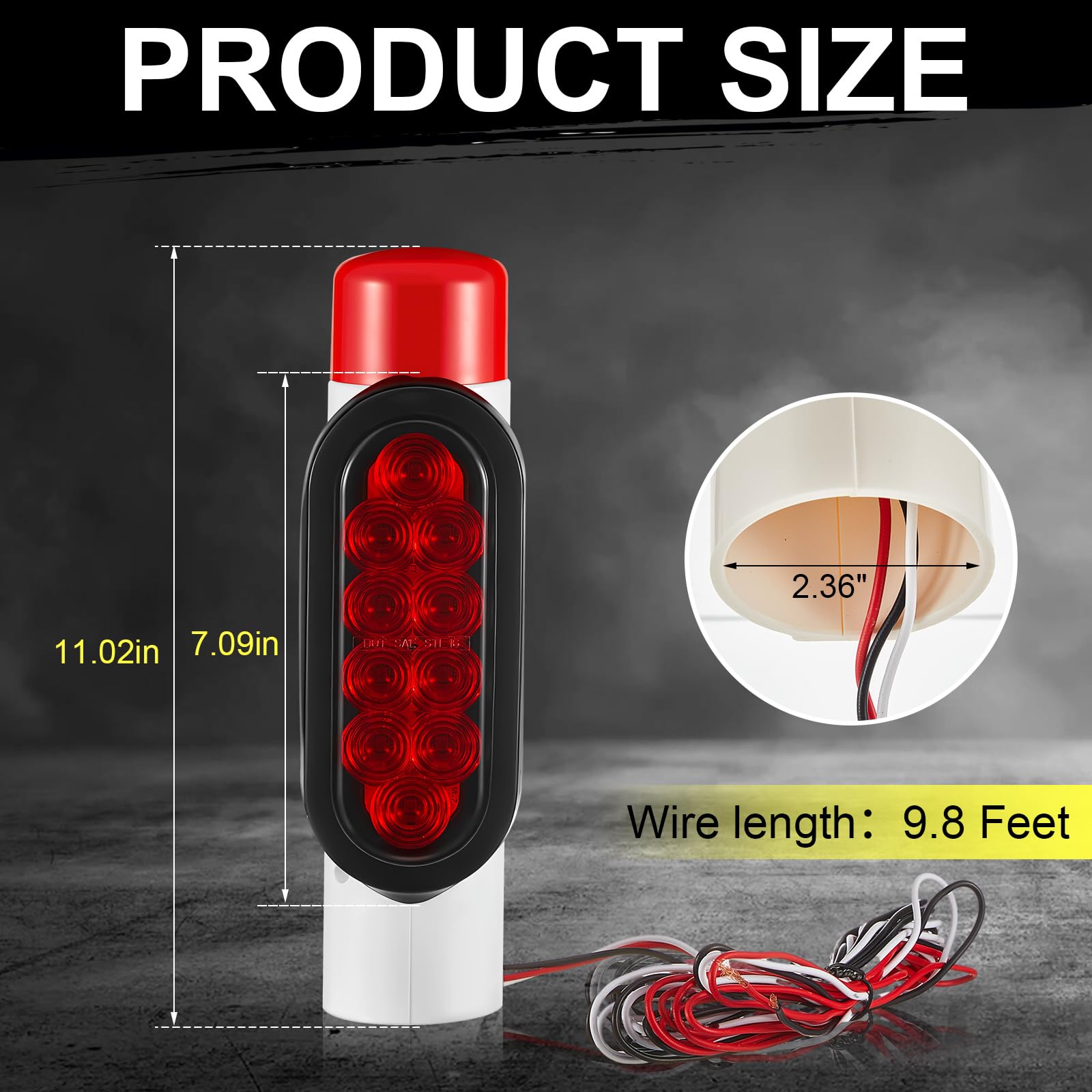 Rossesay 2 Set Boat Trailer Guide on Post Guide Waterproof Submersible Light Boat Trailer Pole PVC LED for 2-3/8