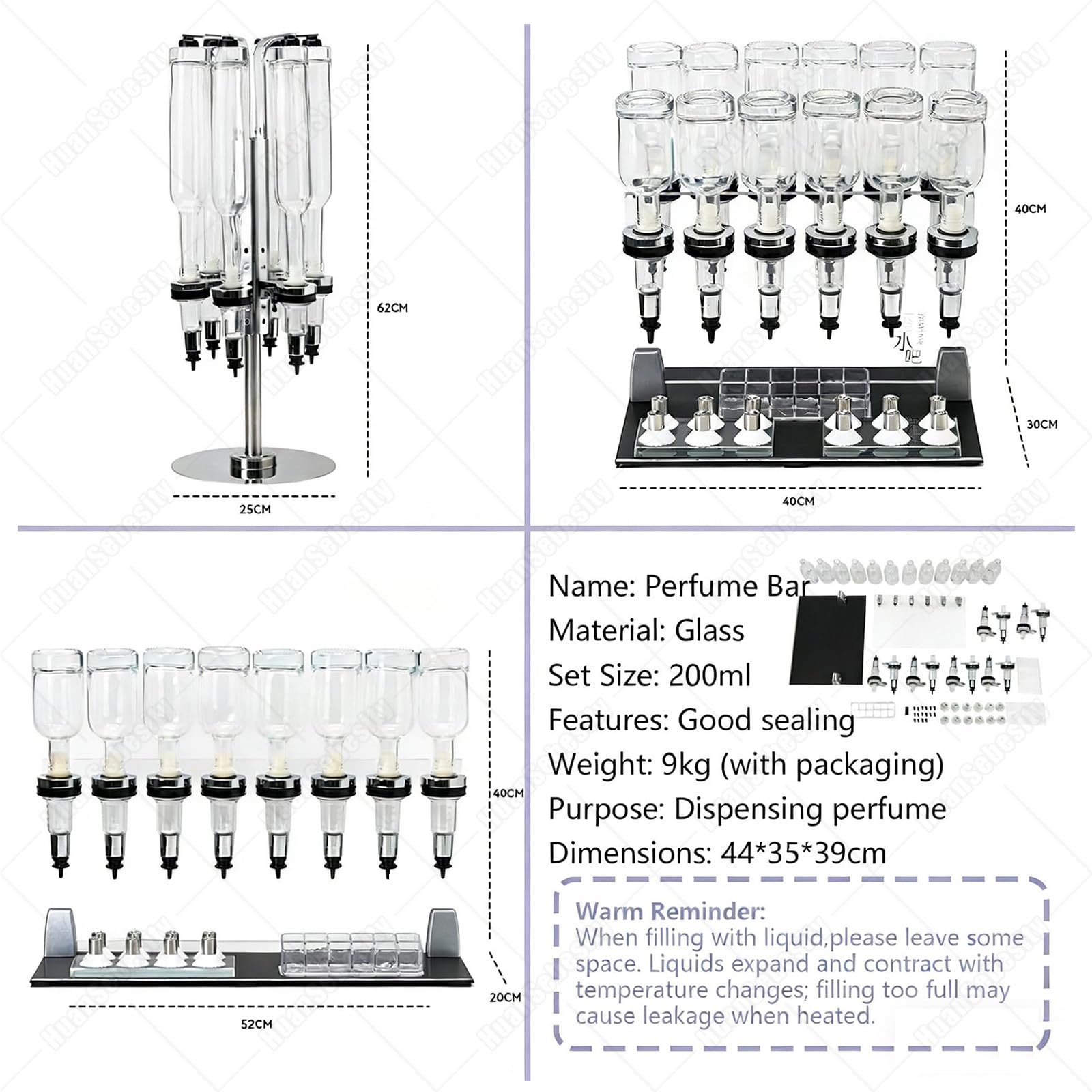 Distributore Manuale Profumo,Macchina Rifornimento del Profumo di 12/6/8 Bottiglie con Teste della Pompa,Tazze di Prova del Profumo,capacità di 200 Ml per Negozi E Bar 12heads