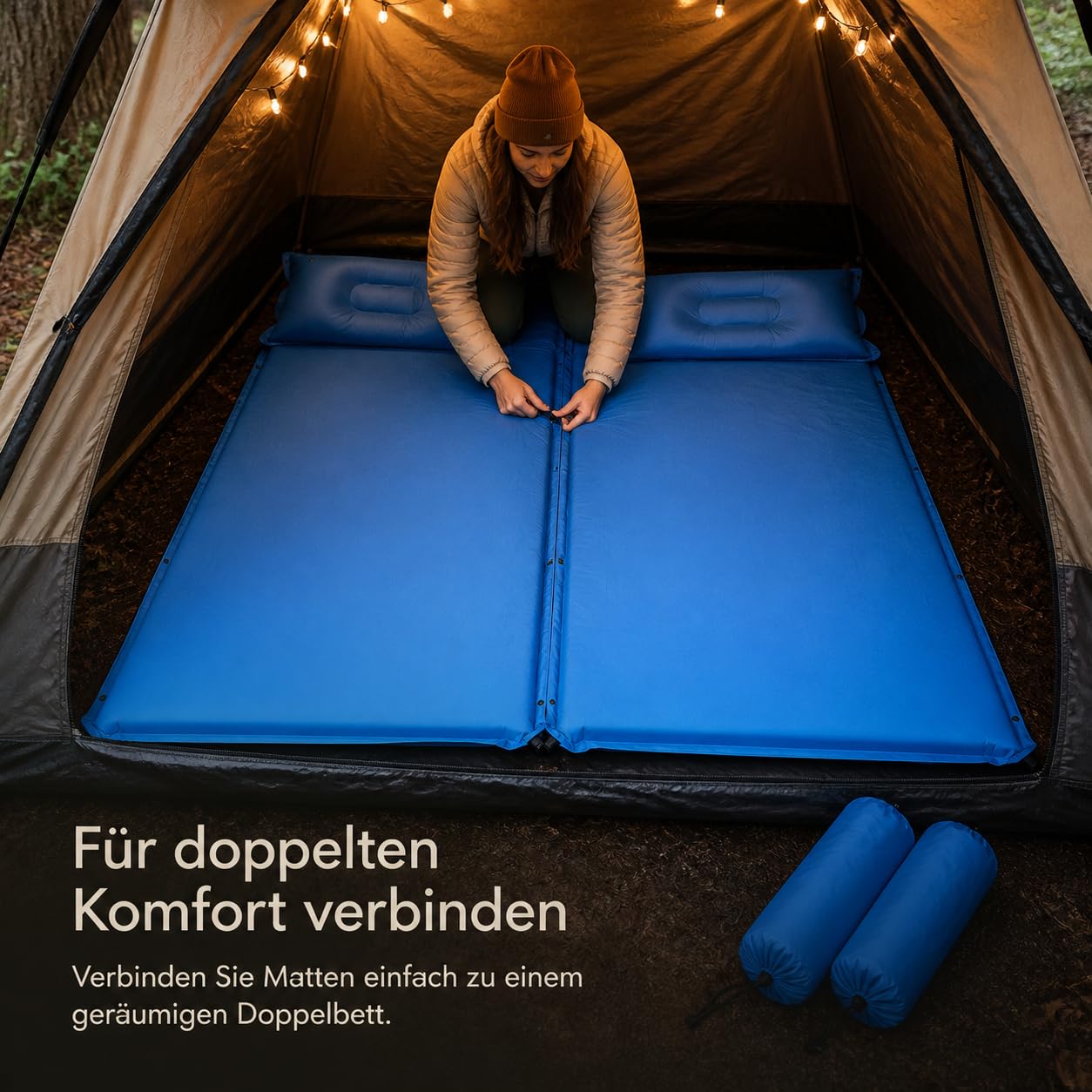 Matelas Camping Autogonflant 3.5cm | Polyester | matelas anti-humidité | PVC | épaisseur 3.5cm | raccordable | pour | pour la randonnée