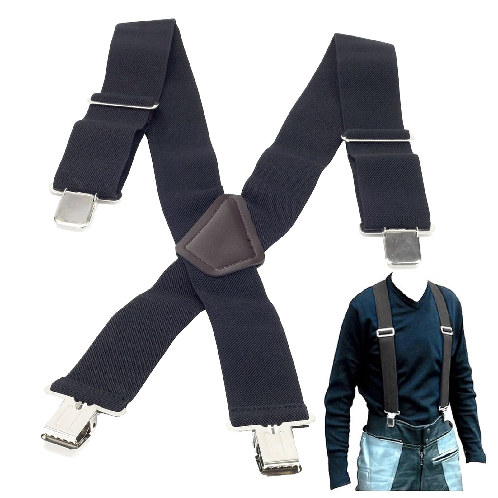 Bike It Men's Black Bikeit Heavy Duty Elasticated Pair Braces Motorbike Biker Rider Braces For Pant Trouser