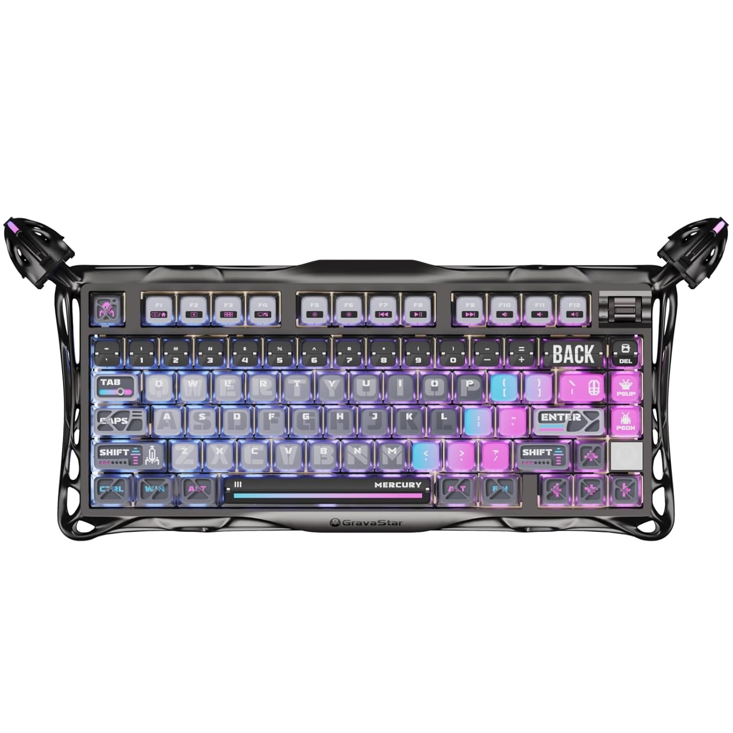 GravaStar Mercury K1 Pro Wireless Mechanical Gaming Keyboard 75 Layout RGB Custom Keyboard Electroplated Glossy Frame Hot-Swappable Linear