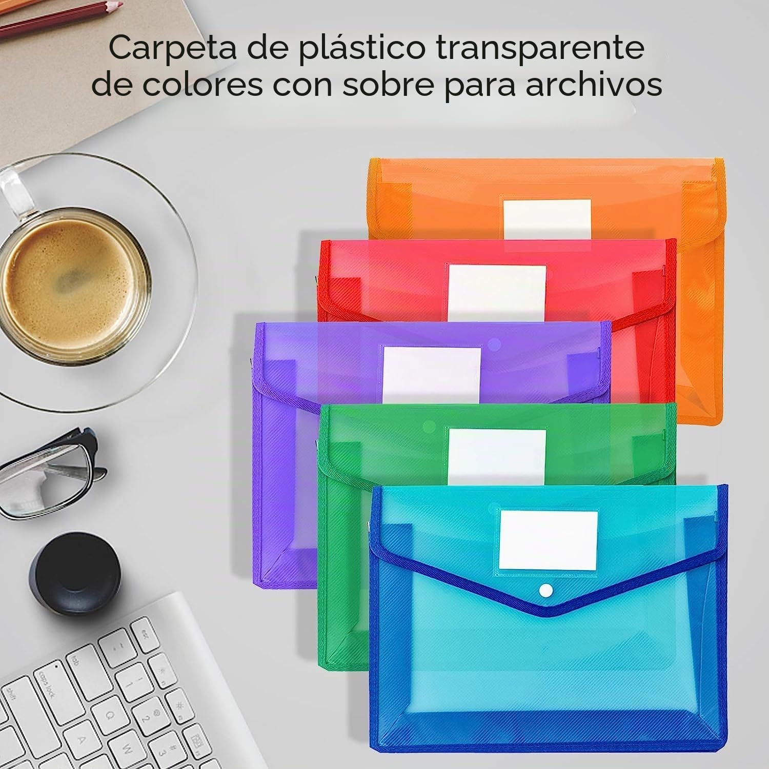9 Piezas Carpeta de plástico A4, Bolsas de Documentos Plástico con Botón Gran Capacidad Bolsillos para Carpetas De Documentos Sobre De Archivos para Oficina, Hogar, Escuela y Viajes