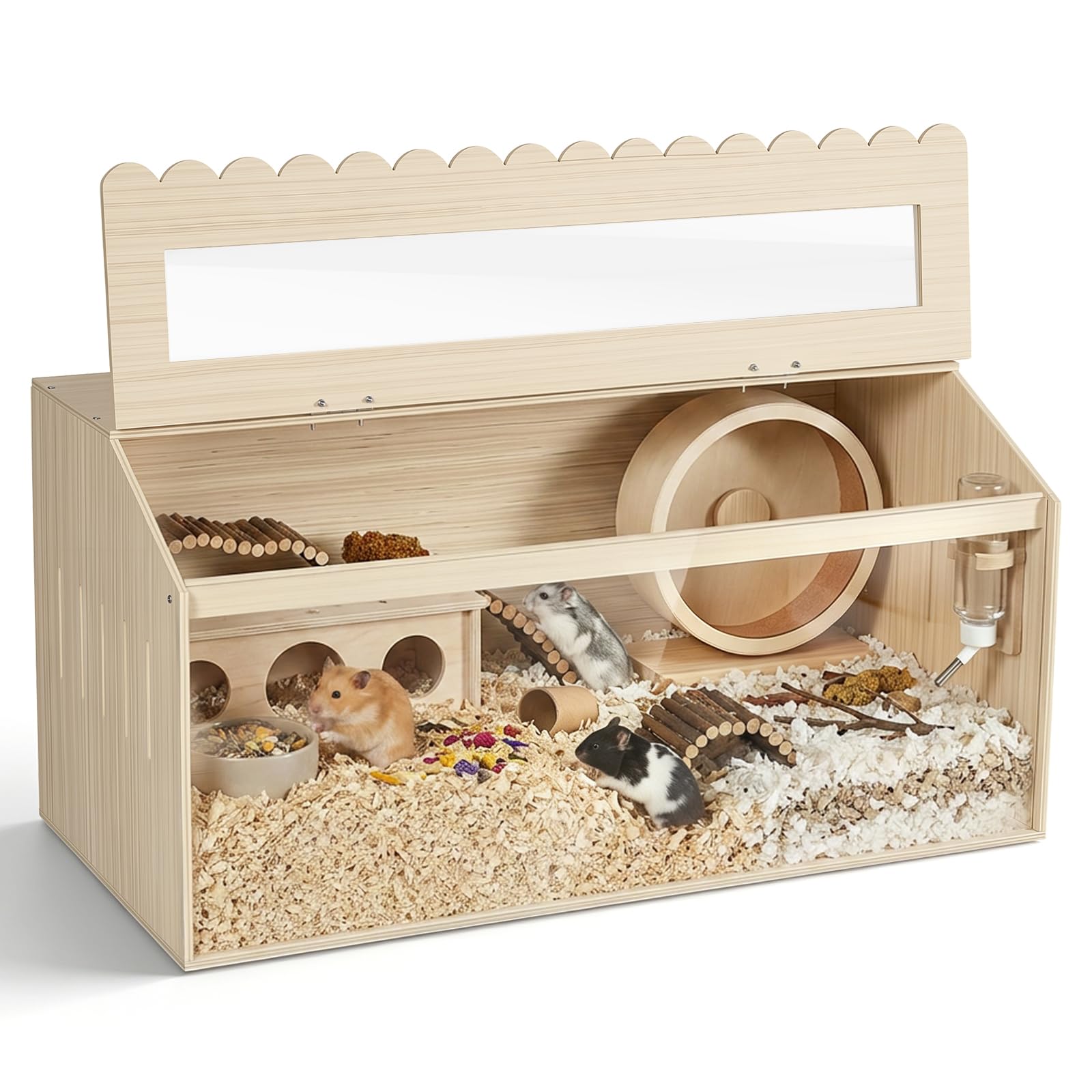 Wooden Hamster Cage 80cm with Acrylic Viewing Panel & Top