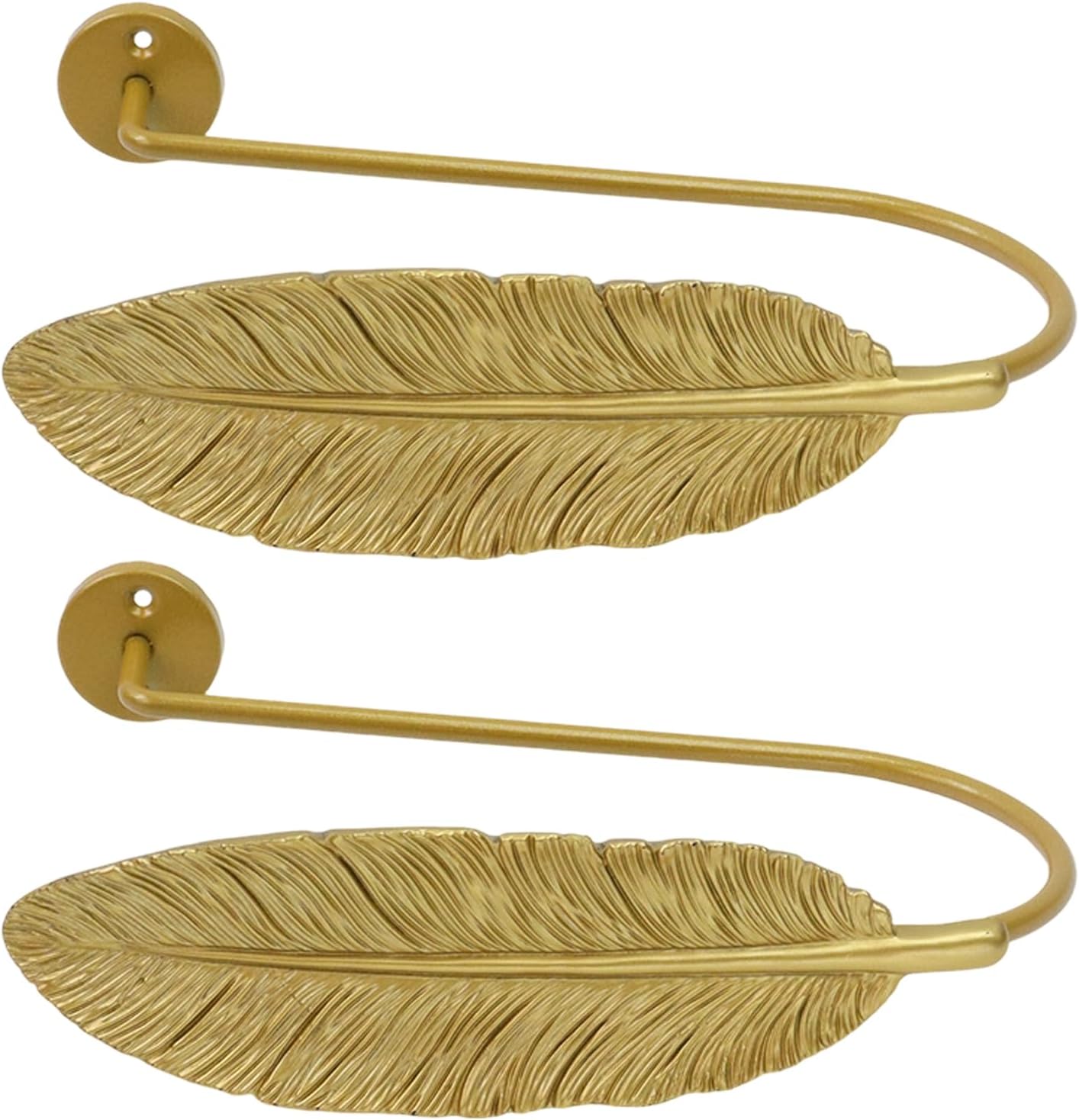 Woogim Feather Curtain Holder Wall Hook 2PCS with Screws | U-Shaped Window Drapery Holdbacks, Zinc Alloy, Universal for Living Room Bedroom, Decor & Storage Combined