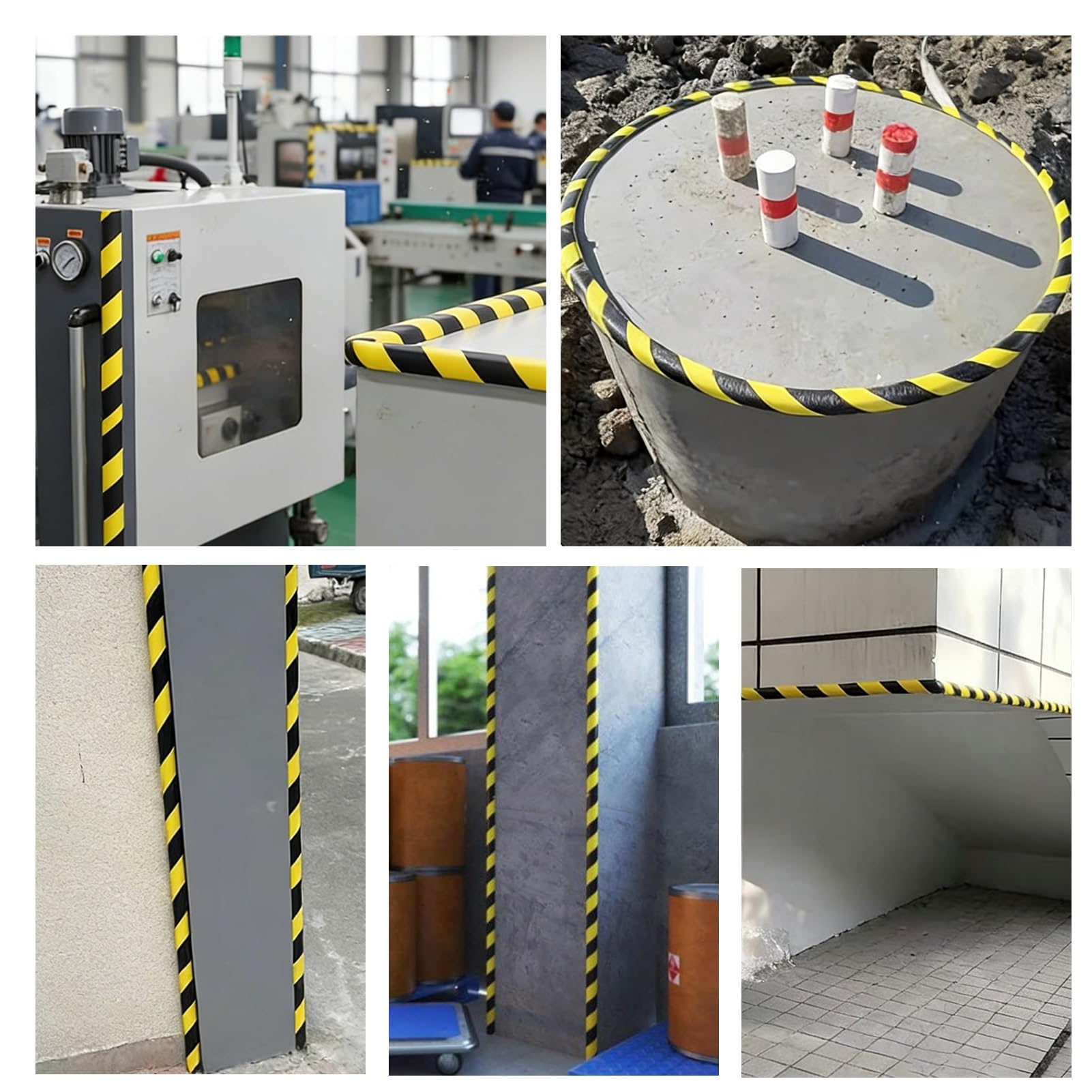 Protectores de esquina de borde de pared tipo U, parachoques de seguridad de espuma autoadhesiva, tiras de protección amarillas y negras de alta visibilidad para estacionamiento, seguridad en el
